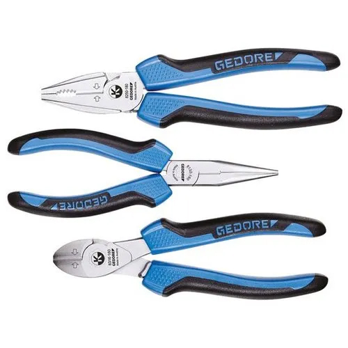 Gedore Combination Plier - Chrome Vanadium, 6 Inch Size, 200mm Length, Blue/black/silver Colors | Durable Design With 1 Year Warranty
