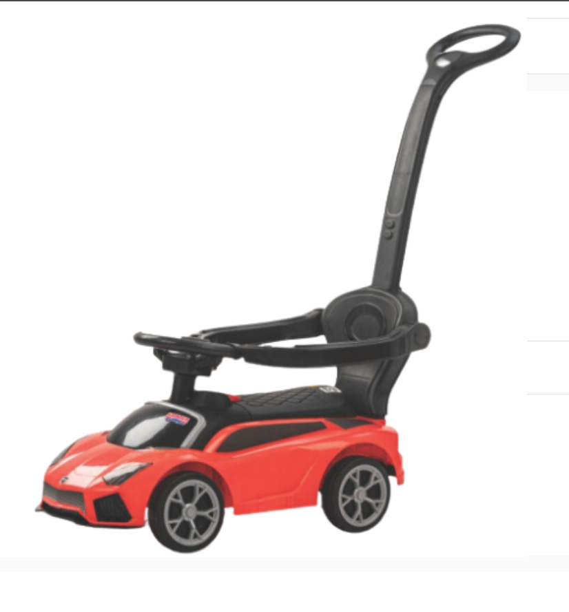 Push Or Pull Rideon Car - Polypropylene Copolymer Body, 4 Wheels, 30-50 Kg Load Capacity, Parental Handle, Backrest, Music, Steering