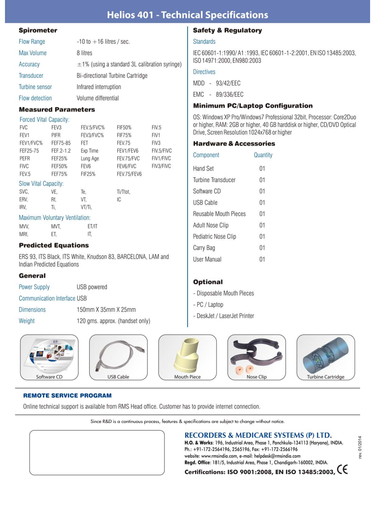 Rms Helios 401 Spirometer(pft)