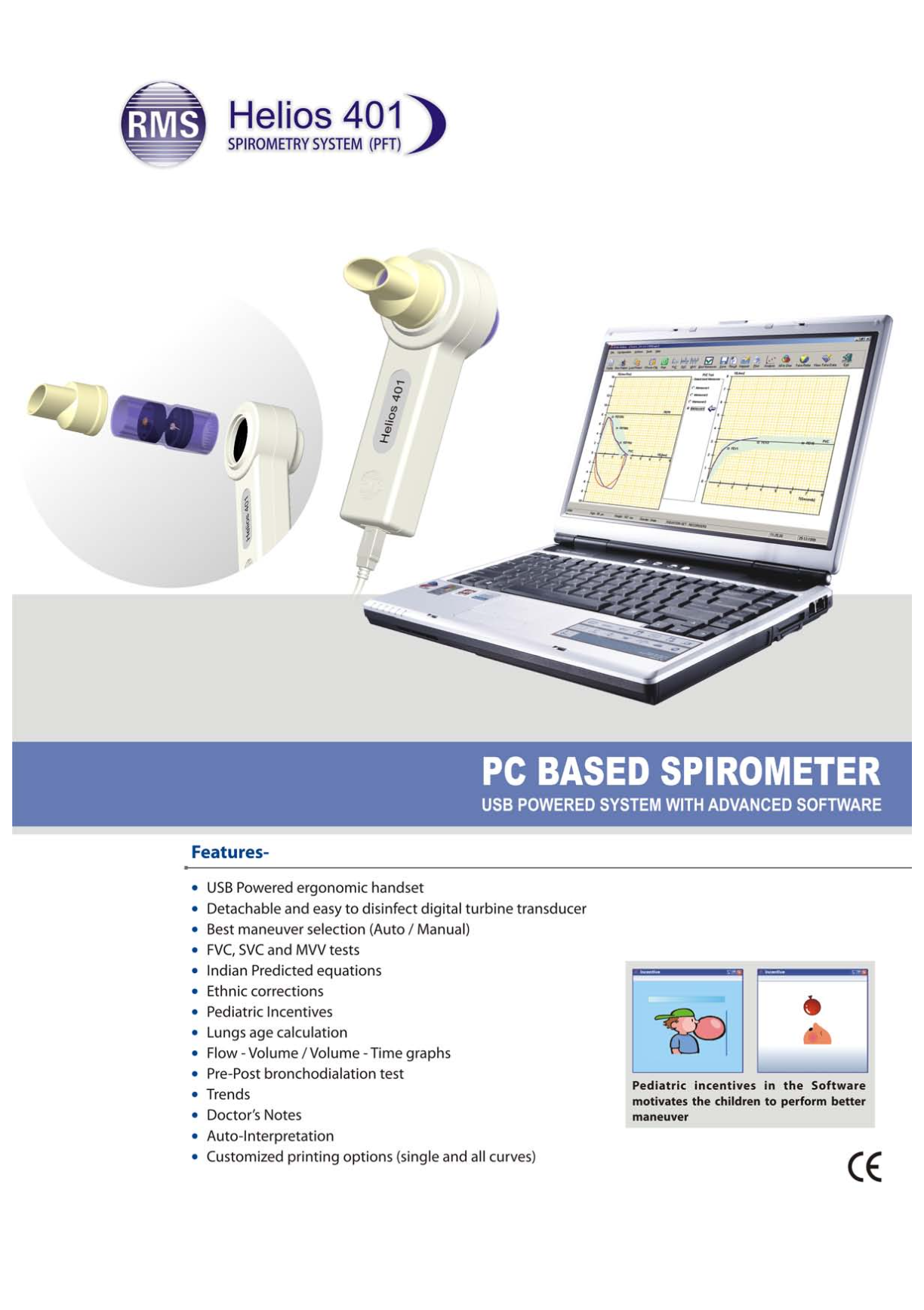 Rms Helios 401 Spirometer(pft)
