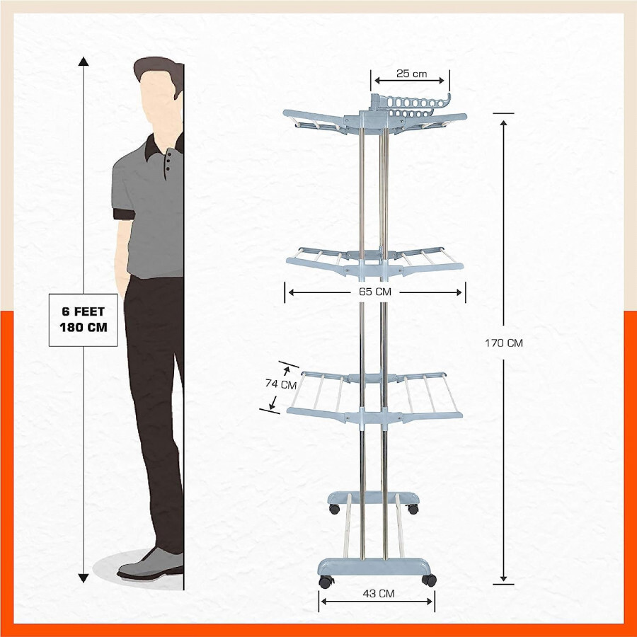 Clothing Drying Tower Rack Stand With Wheels