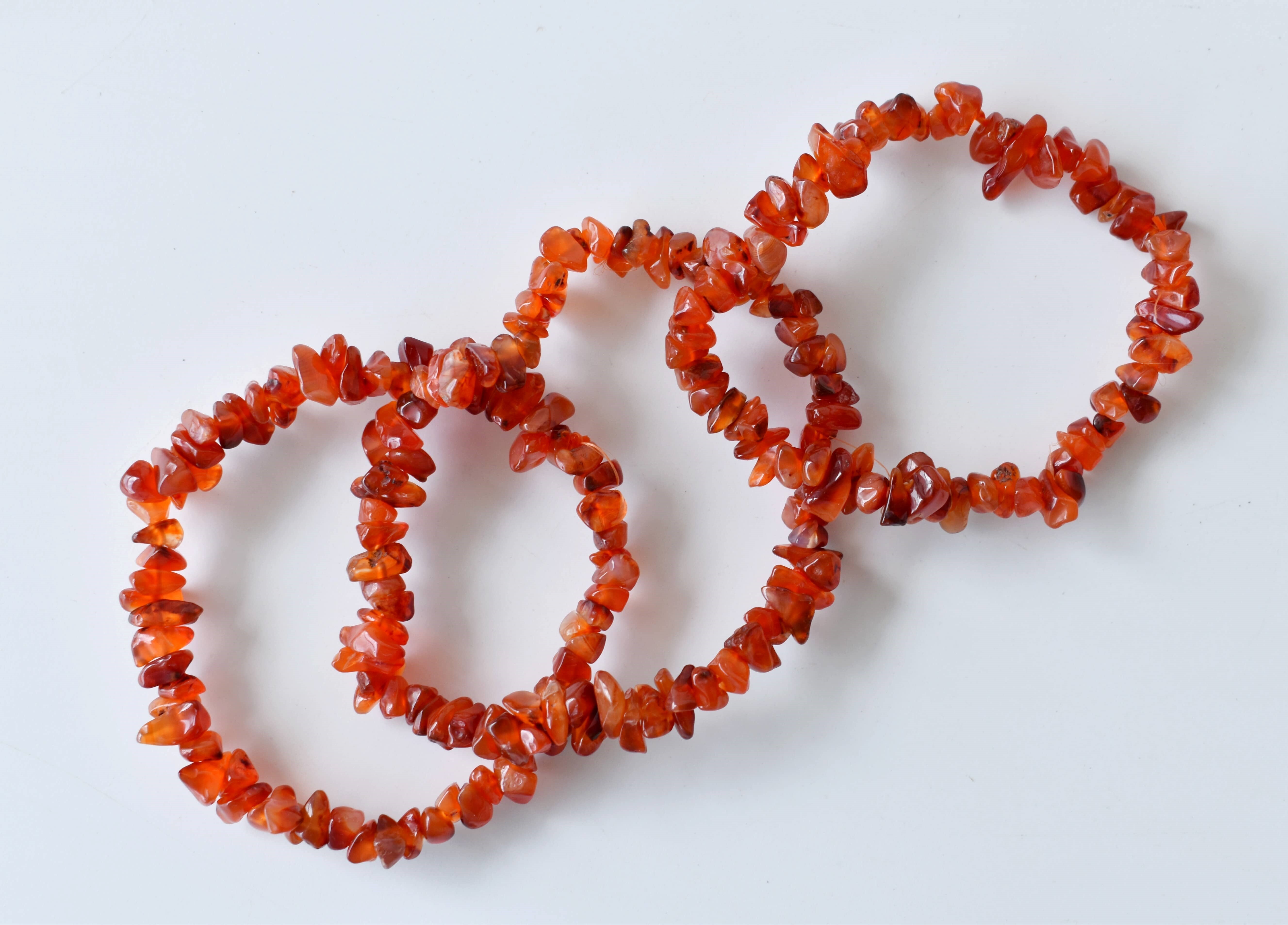 Carnelian Chip Bracelet Crystal Chip Jewelry - Uncut Carnelian Gemstone, 7-7.5 Inch Length, 8mm Orange Stone | Unique Color & Size Variations