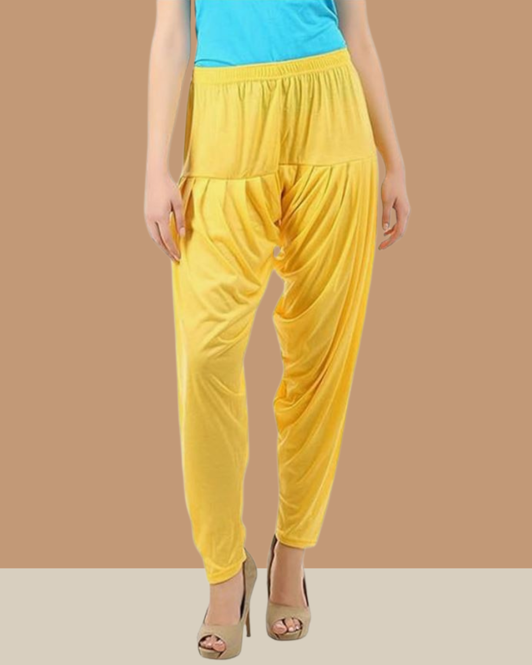 Lemon Yellow Color Viscose Rayon Patiala - Rayon Fabric, Length 39-41 Inch, Free Size, Pleat Technical, 55+ Color Variants | Anti-wrinkle, Breathable, Cool Dry, Quick Dry, Washable, Non-toxic, Plus Size