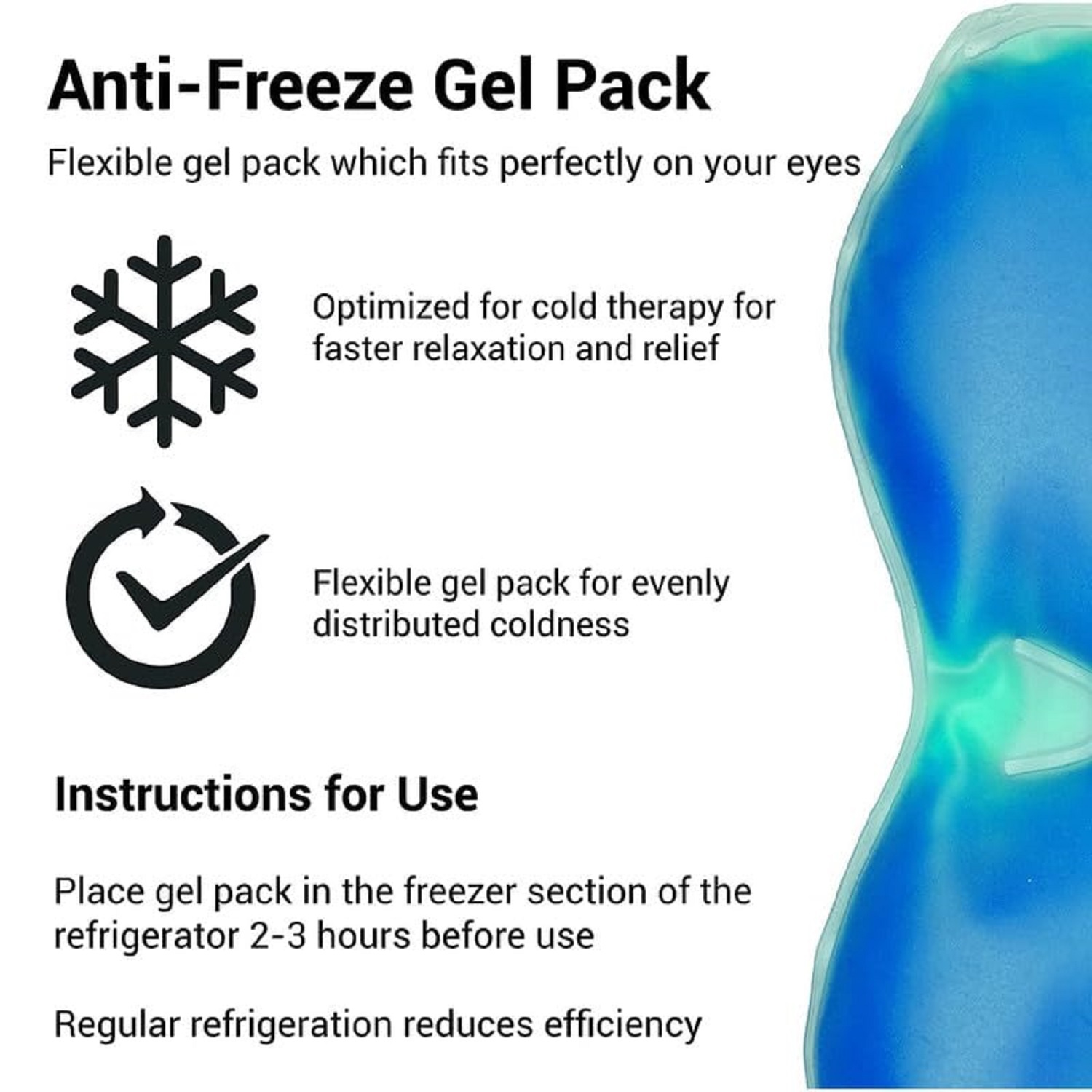 Eye Mask With Ice Pack - Soft Cotton, Adjustable One Size | Hypoallergenic, Breathable, Total Blackout Design For Ultimate Comfort And Pain-free Experience