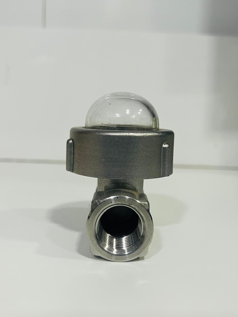 Flow Indicator Rotor Dome Glass - Stainless Steel 304, Size 1/2", 3/4", 1", Red & Blue Balls | Maximum Pressure 16 Bar, Ball Type Display, Weatherproof Enclosure