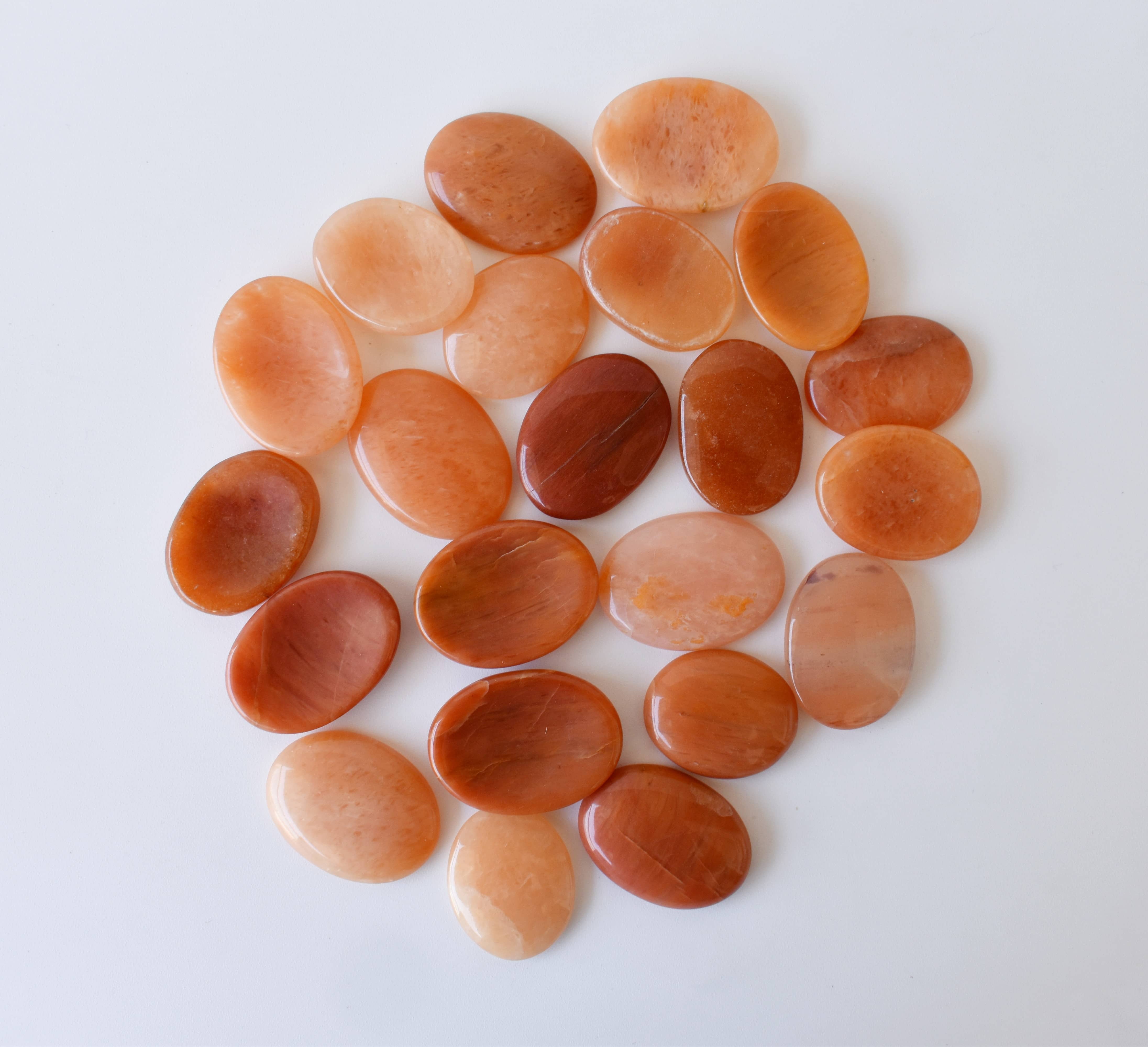 Orange Aventurine Worry Stone For Crystal Healing, Pocket Palm Stone