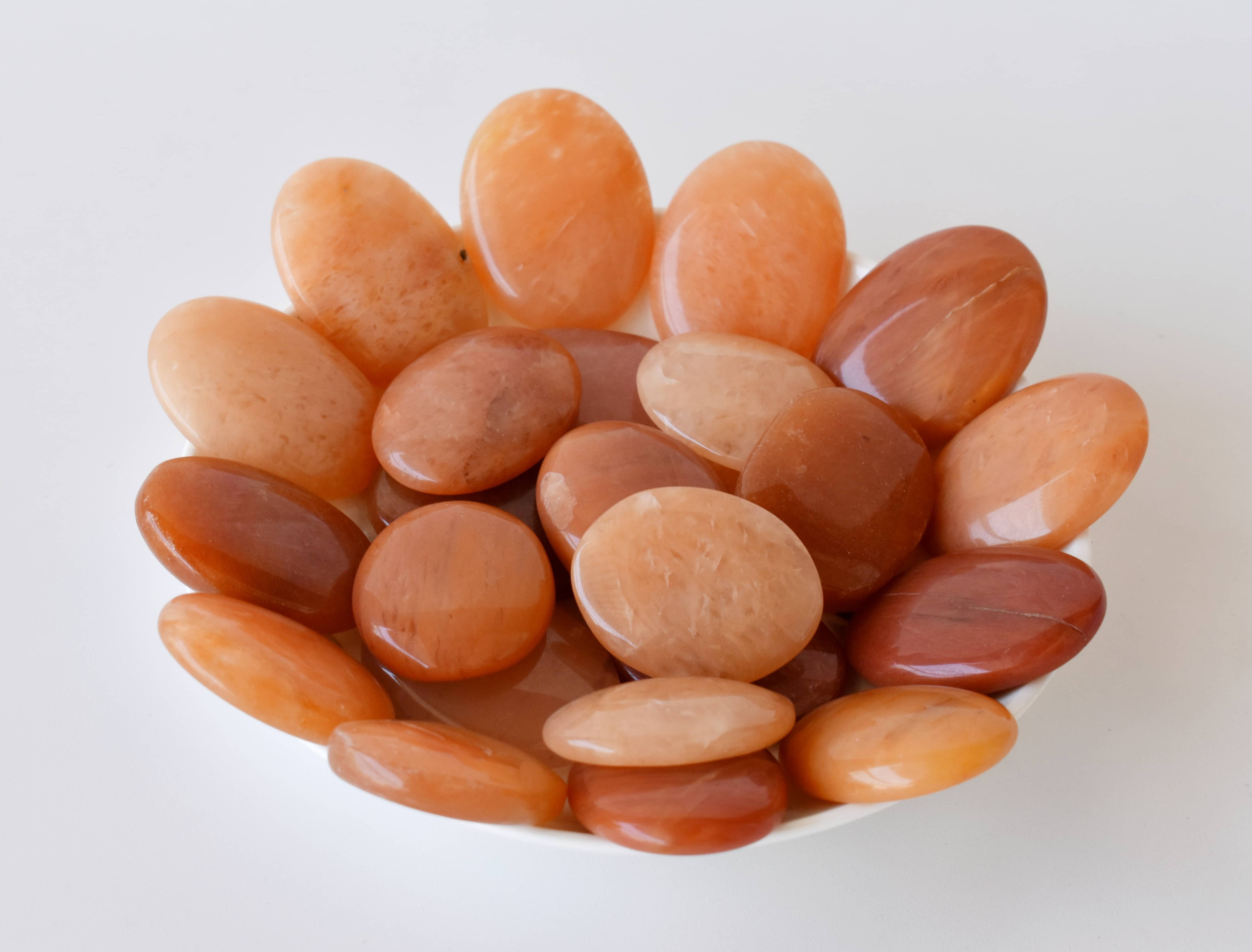 Orange Aventurine Worry Stone For Crystal Healing, Pocket Palm Stone