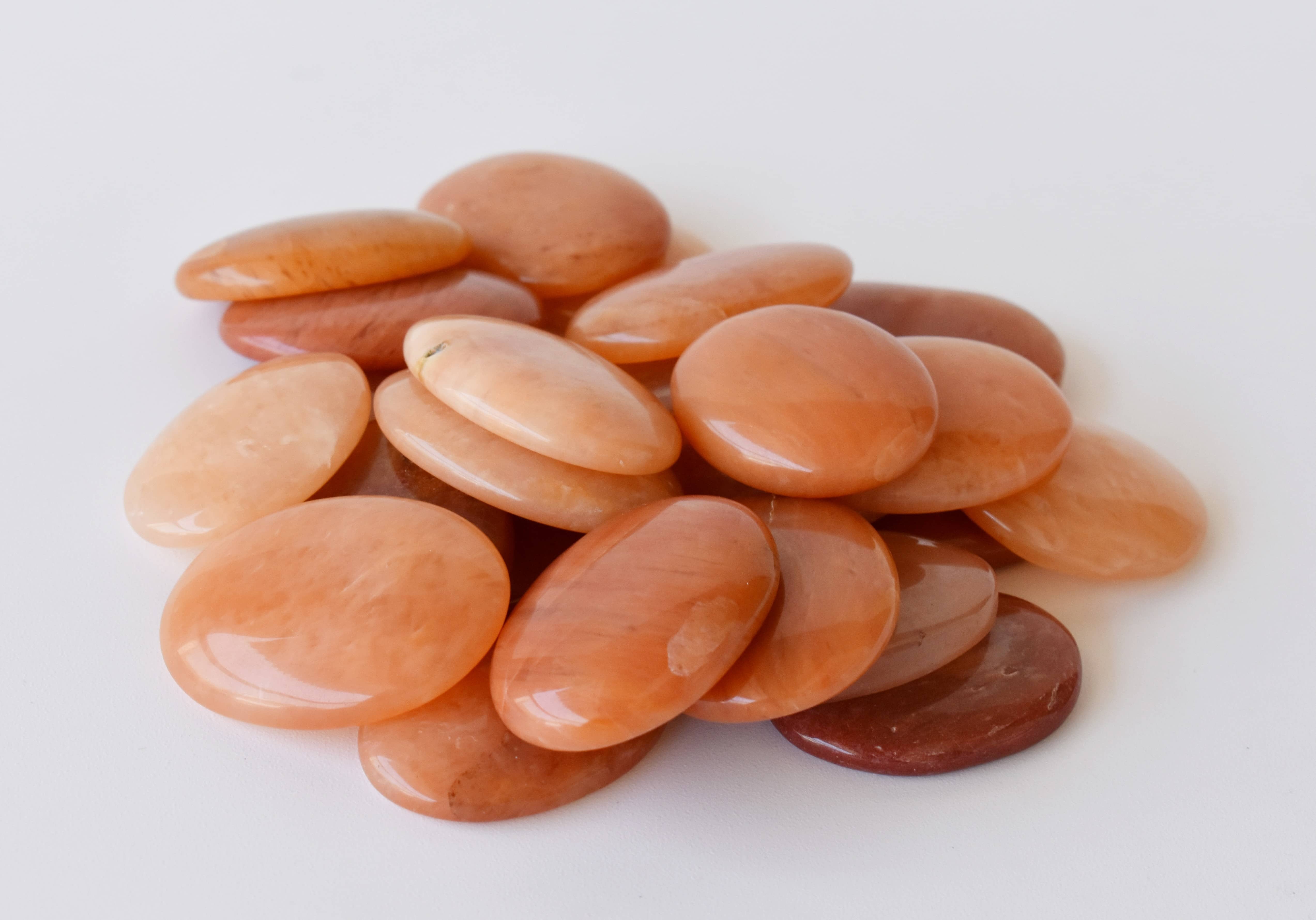 Orange Aventurine Worry Stone For Crystal Healing, Pocket Palm Stone