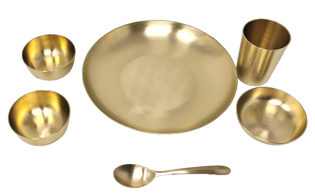 Bronze Dinner Set - Round Shape, Matte Finish | Durable Bronze Alloy Material