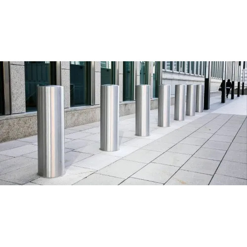 Stainless Steel Road Bollard - Durable Manual Functionality, Available in Multiple Sizes, Sleek Silver Finish for Industrial Use