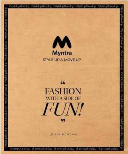 Myntra Paper Courier Cover - 110 GSM, 11.5x9 Inch, Brown | Drawstring Closure, Cotton String, Ink Based Print, Double String Style, Biodegradable Material