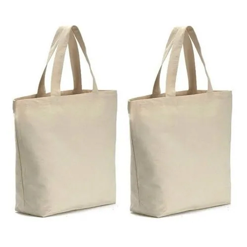 10 Kg Plain Canvas Bags - Canvas Material, 15x12x6 Inch Size, Brown Color | Plain Design With Loop Handles