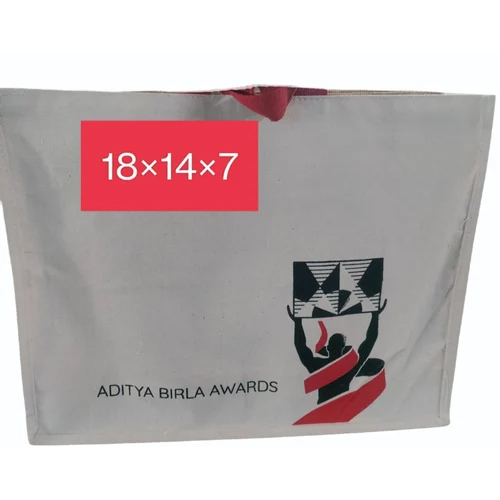 Printed Canvas Bag - 18x14x7 Inch, White Color, Loop Handles | Stylish, Durable, Eco-Friendly, Ideal for Custom Prints, Versatile Tote Bag