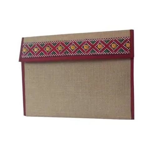 Meenakari Jute File Folder - 12x14 Inches, Eco-friendly Material With Plain Pattern, Customizable Design For Office And Events
