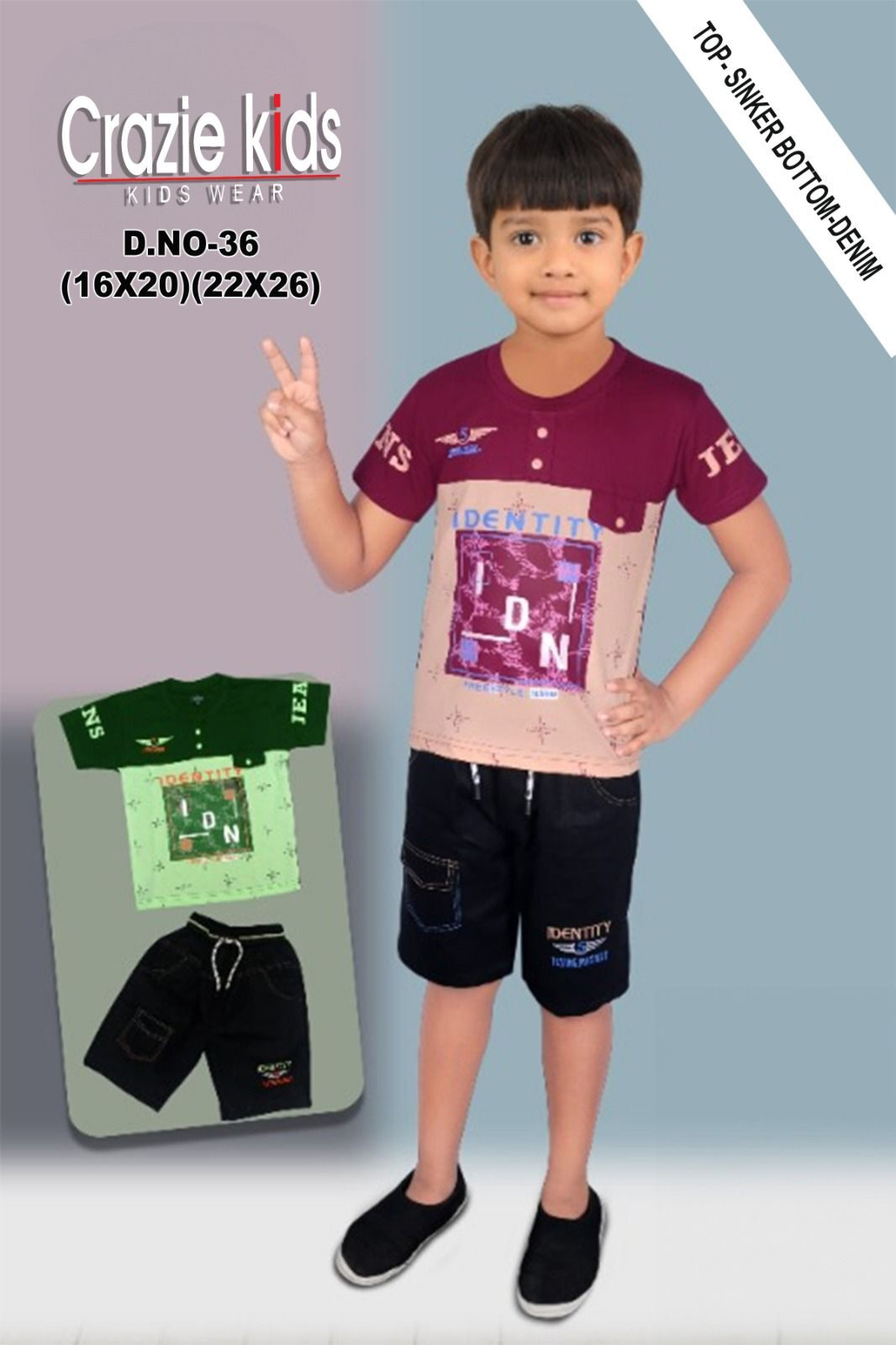 Kids Baba Suits - Sinker Tencel T-shirts & Denim Rfd Pants | Modern Printed Style, Washable Fabric, Summer Wear For Boys, Ages 1-8, Available In Sizes M, S, Xxl