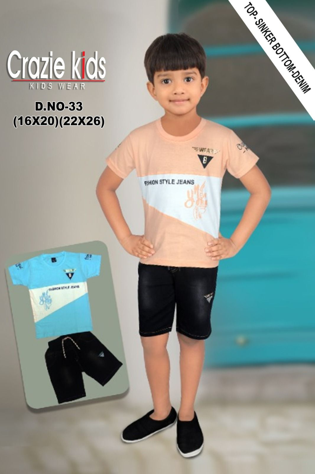Kids Baba Suits - Sinker Tencel T-shirts & Denim Rfd Pants | Modern Printed Style, Washable Fabric, Summer Wear For Boys, Ages 1-8, Available In Sizes M, S, Xxl
