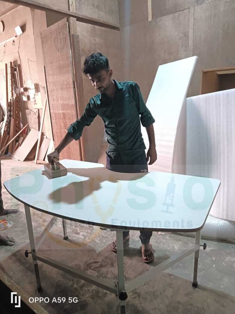Smooth Exercise Table - Wood & Laminated Surface, 120cm X 60cm X 75cm | Adjustable Height, Non-portable, Ergonomic Design For Rehabilitation