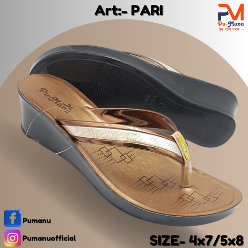 Pari Ladies Fancy Slippers - Color: Golden