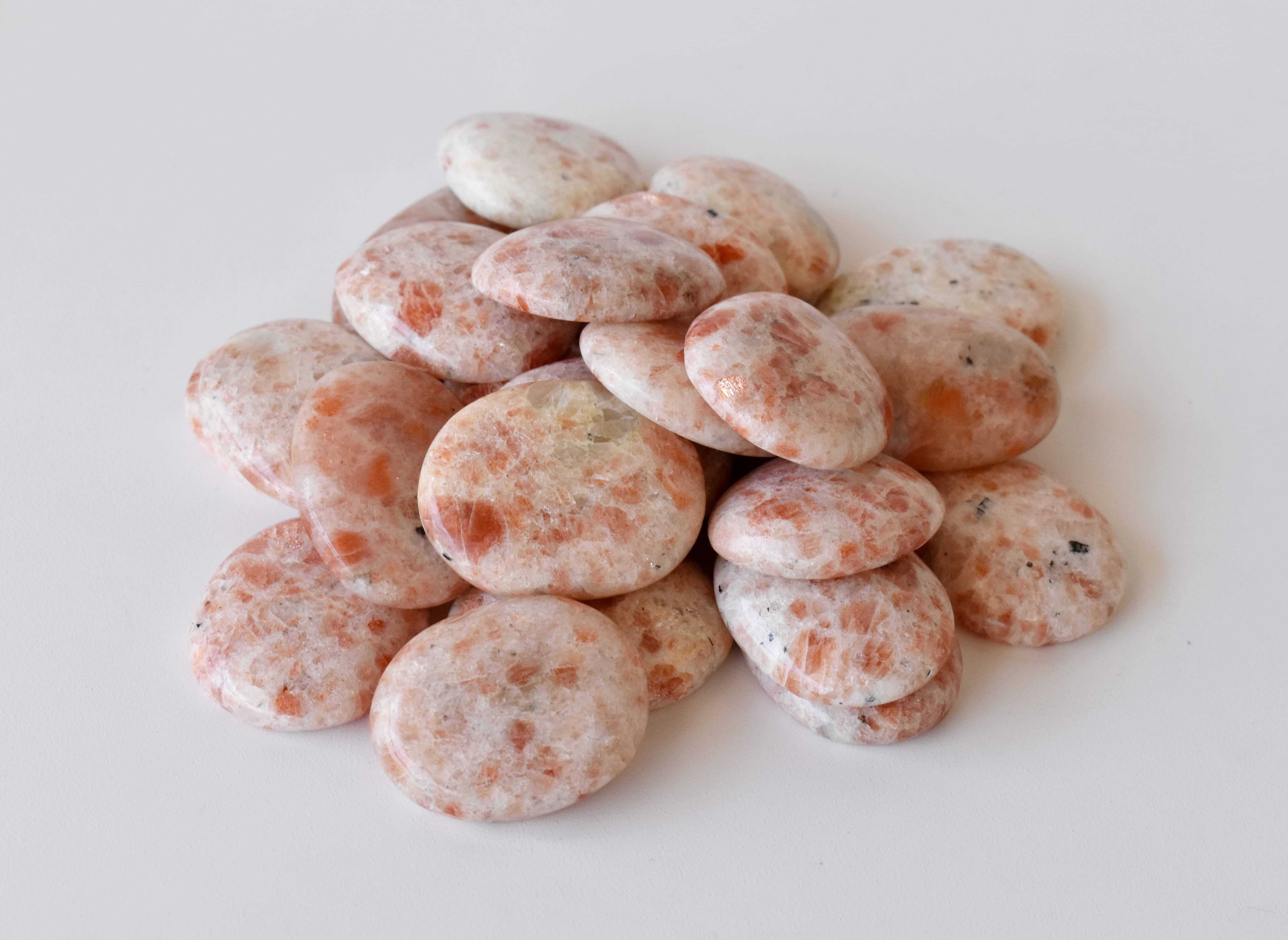 Sunstone Worry Stone For Crystal Healing, Pocket Palm Stone