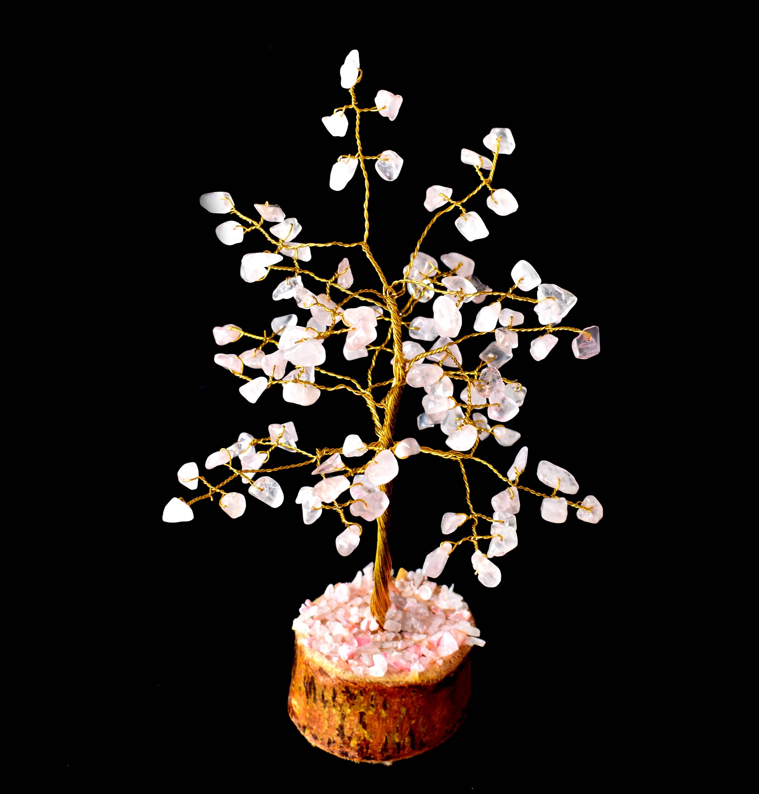 Rose Quartz Crystal Tree Tree Of Life Bonsai Crystal Healing - Natural Rose Quartz Gemstone, 6 Inch, Pink | Grade Aaa, Adjustable Wire Branches & Leaves