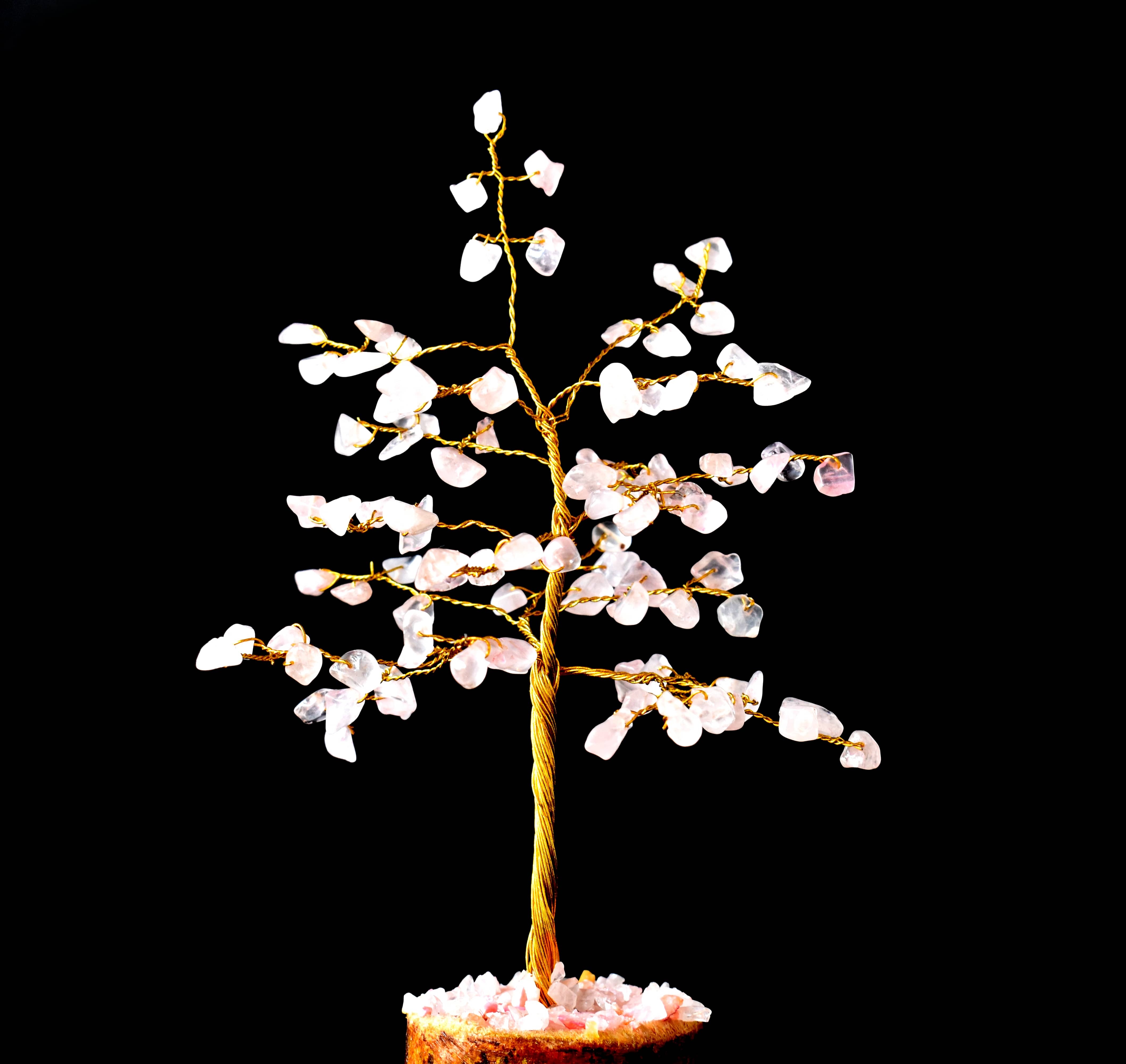 Rose Quartz Crystal Tree Tree Of Life Bonsai Crystal Healing - Natural Rose Quartz Gemstone, 6 Inch, Pink | Grade Aaa, Adjustable Wire Branches & Leaves