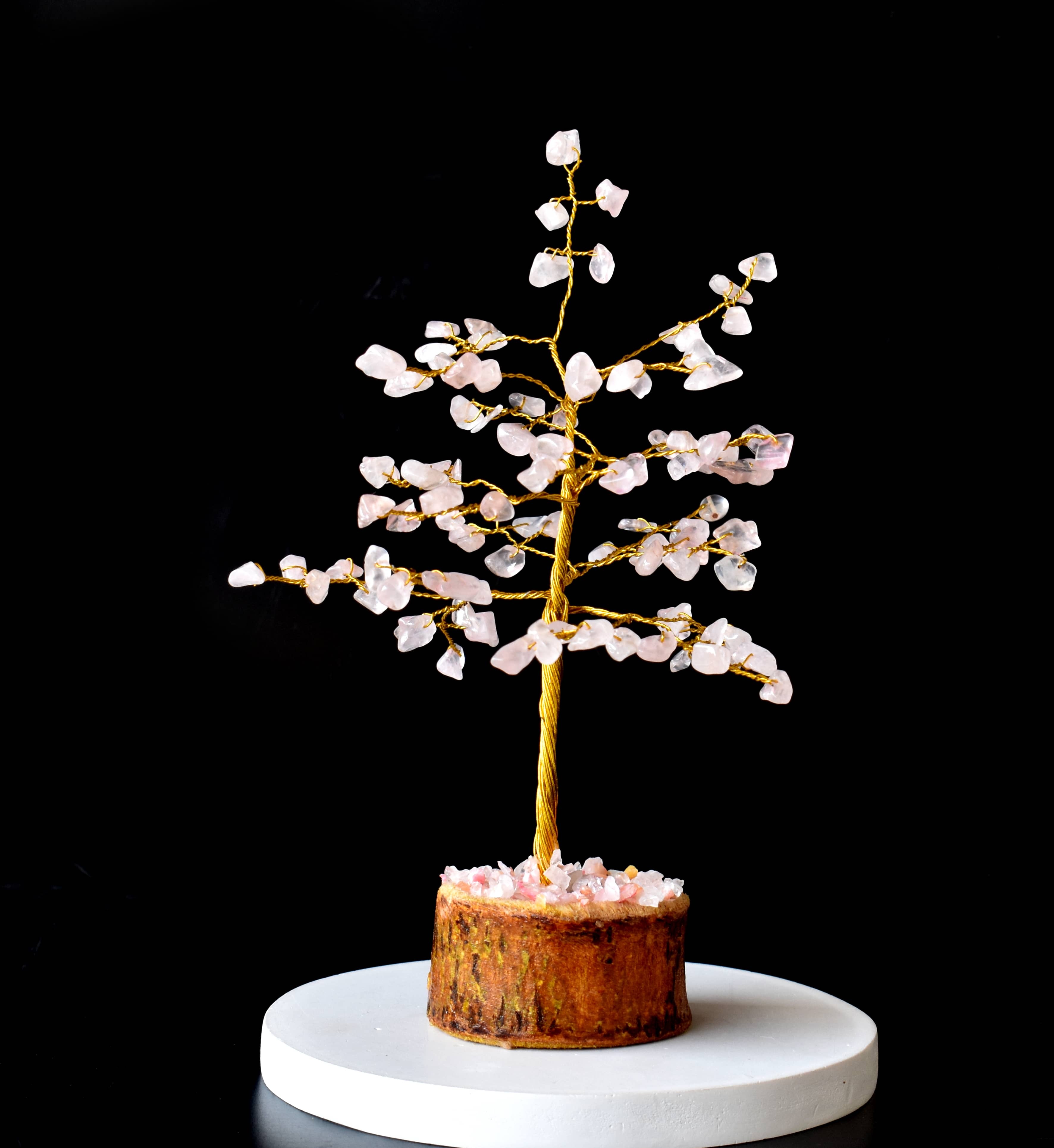 Rose Quartz Crystal Tree Tree Of Life Bonsai Crystal Healing - Natural Rose Quartz Gemstone, 6 Inch, Pink | Grade Aaa, Adjustable Wire Branches & Leaves