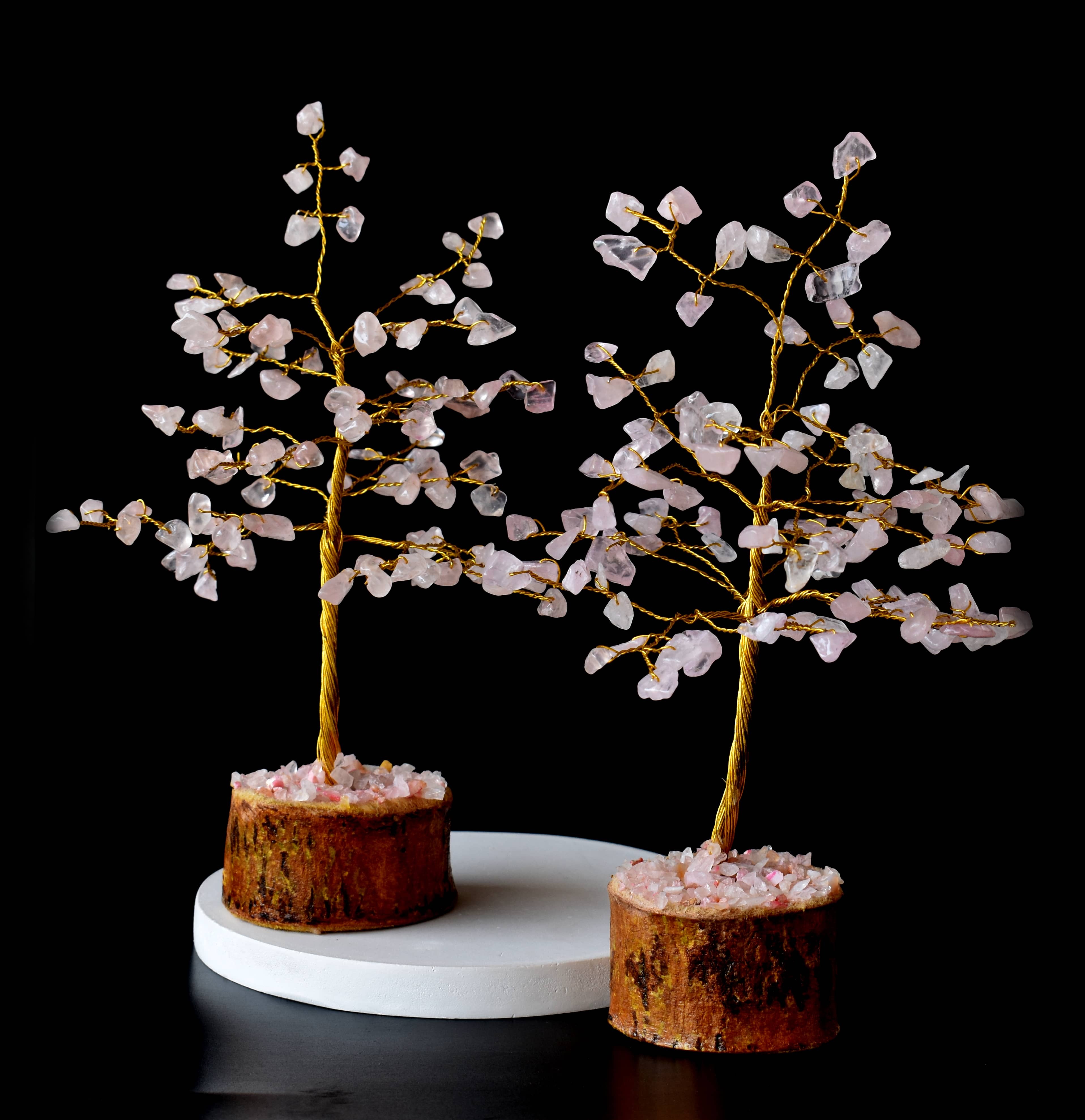 Rose Quartz Crystal Tree Tree Of Life Bonsai Crystal Healing - Natural Rose Quartz Gemstone, 6 Inch, Pink | Grade Aaa, Adjustable Wire Branches & Leaves