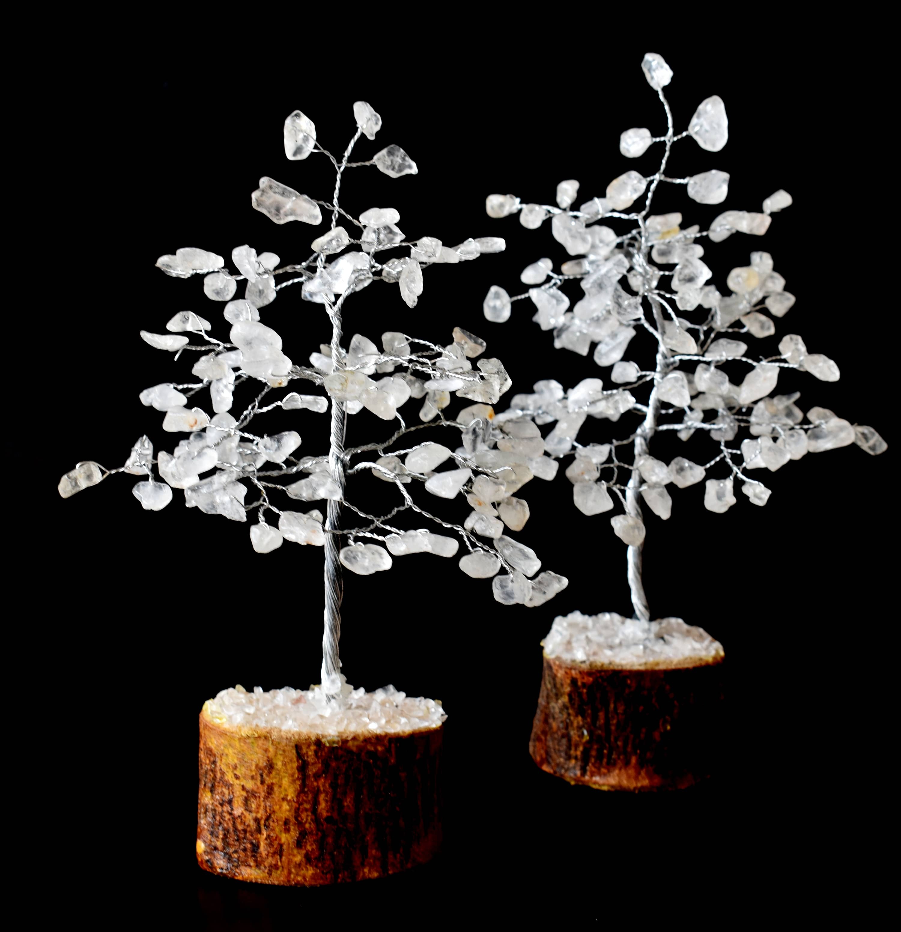 100 Chips Clear Quartz Crystal Tree Of Life Bonsai Crystal Healing - 6 Inch, Natural White Gemstone With Unique Branch And Leaf Design