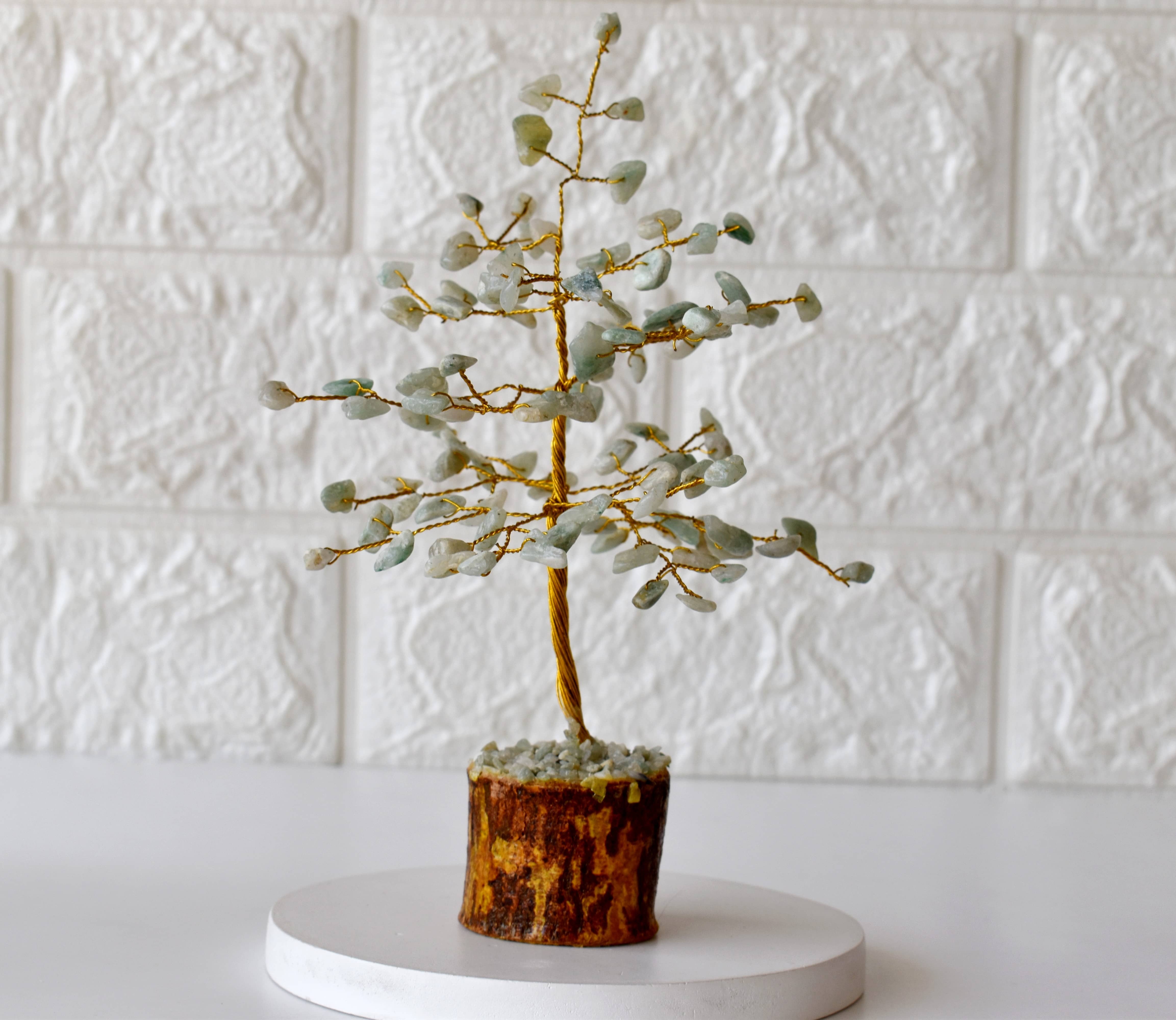 Green Aventurine Crystal Tree Of Life - 6 Inch Natural Design | Aaa Grade, 100 Chips, Adjustable Wire Branches And Leaves, 125 Grams Weight