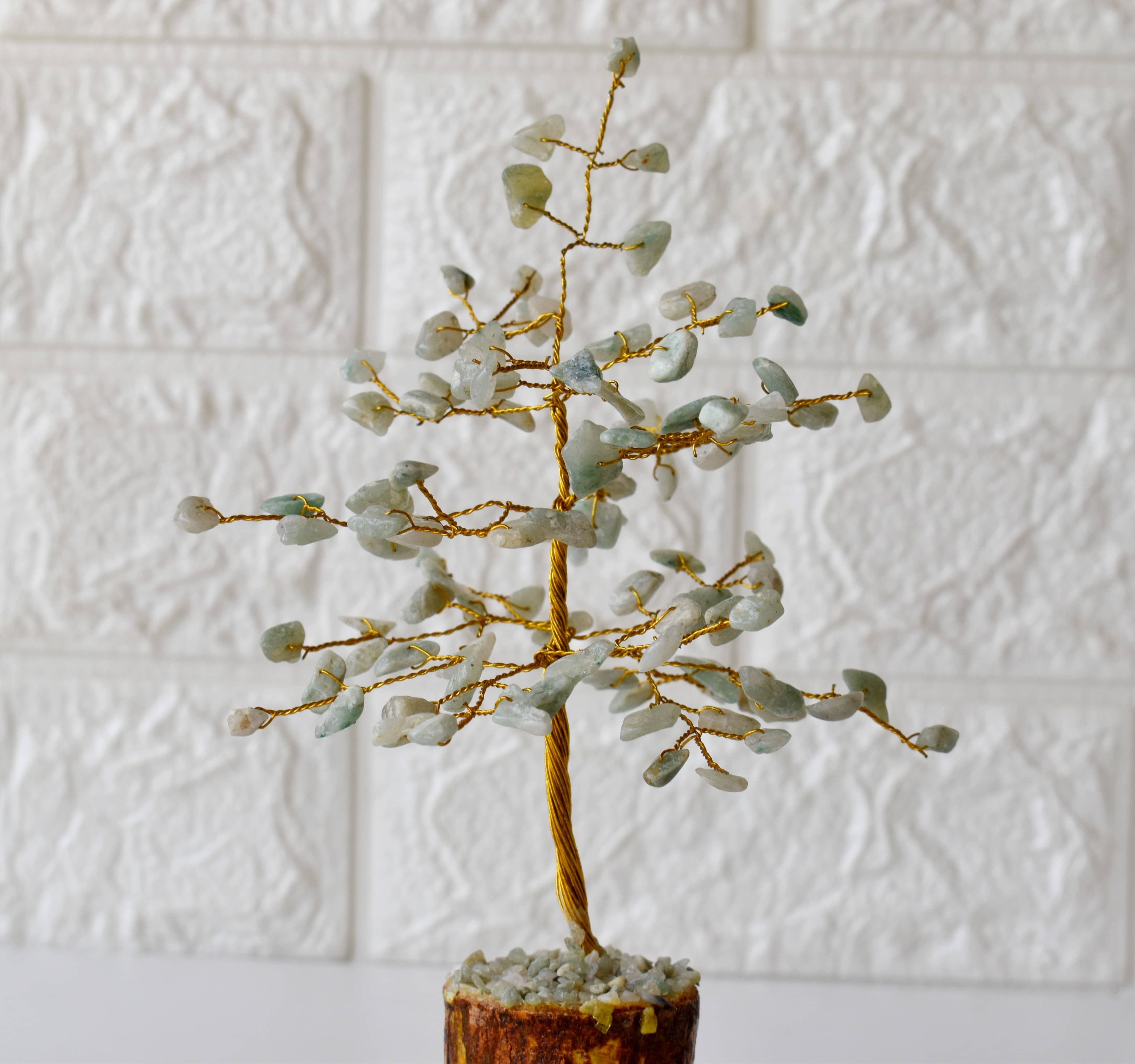Green Aventurine Crystal Tree Of Life - 6 Inch Natural Design | Aaa Grade, 100 Chips, Adjustable Wire Branches And Leaves, 125 Grams Weight