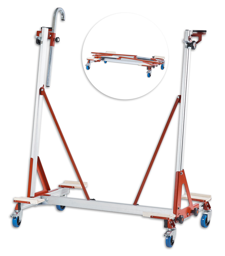 Raimondi - Aluminum Cart For Large Format Tiles, 160x60x140 Cm, Silver & Red - Heavy Duty For Handling And Transporting Tiles, Doors, Ply, Gypsum, Mdf, Blockboard