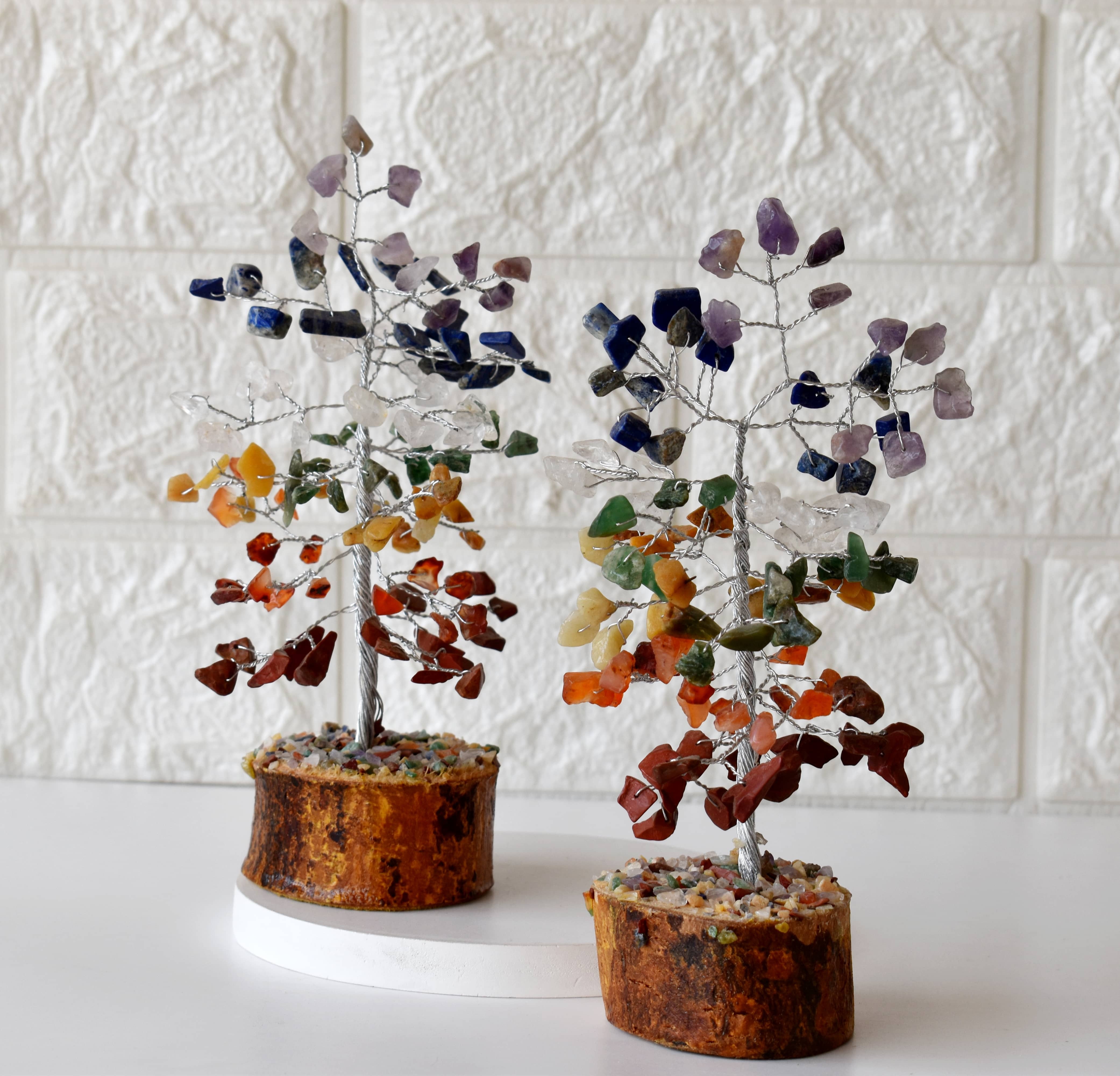 100 Chips 7 Chakra Crystal Tree Of Life Bonsai Crystal Healing - Gemstone/crystals, 6" Size | Aaa Grade, Adjustable Wire Branches, 125g Weight