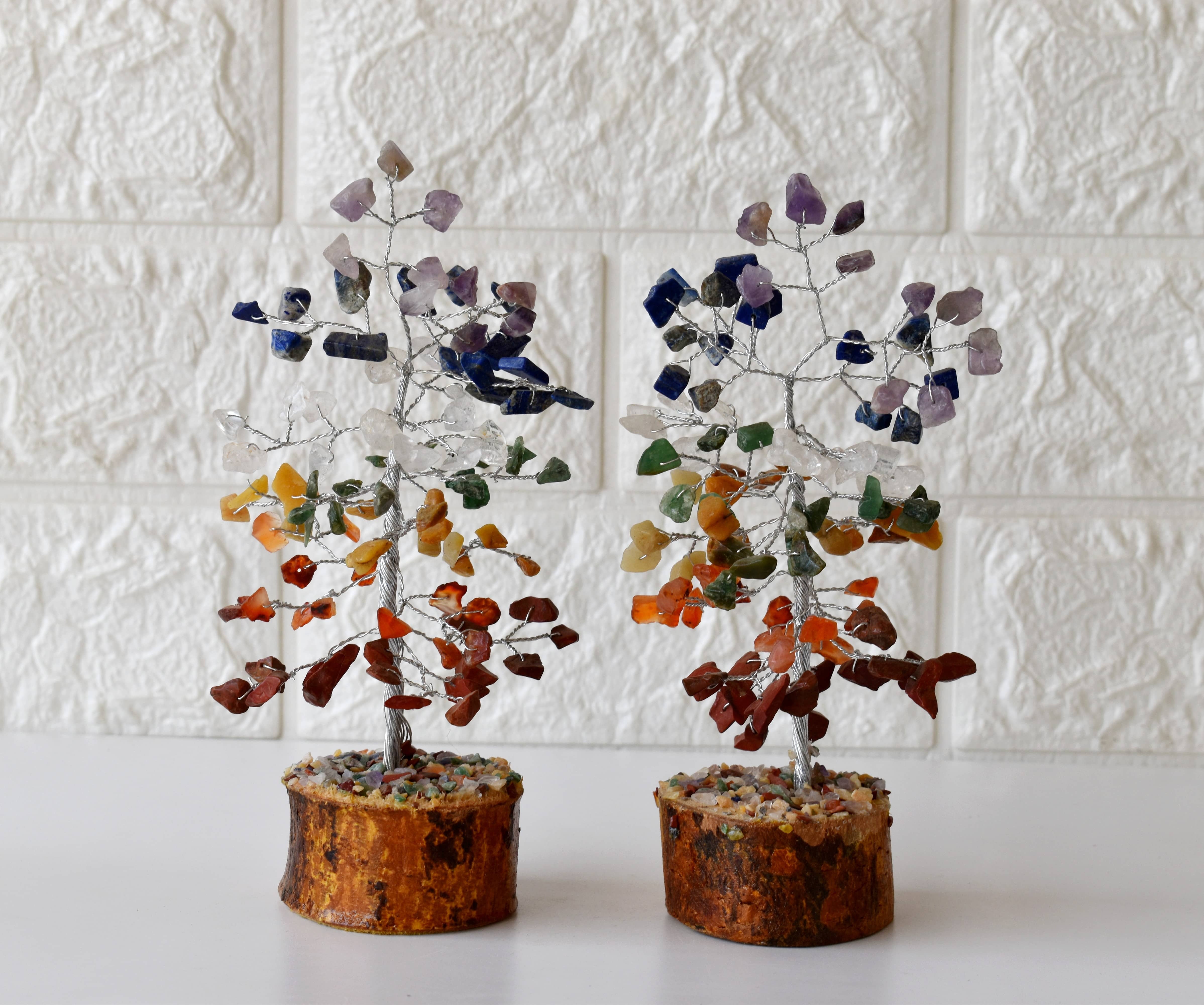 100 Chips 7 Chakra Crystal Tree Of Life Bonsai Crystal Healing - Gemstone/crystals, 6" Size | Aaa Grade, Adjustable Wire Branches, 125g Weight
