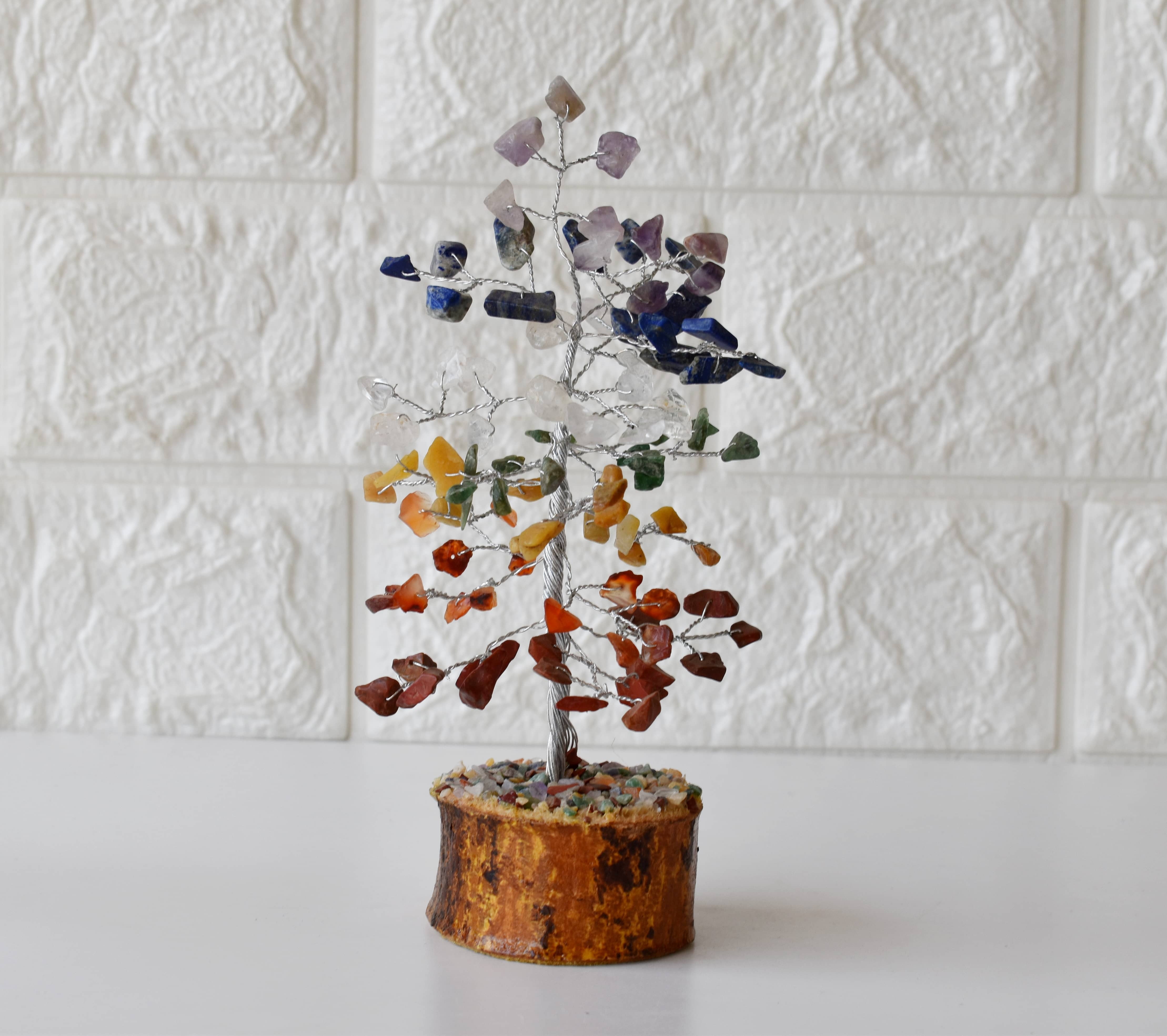 100 Chips 7 Chakra Crystal Tree Of Life Bonsai Crystal Healing - Gemstone/crystals, 6" Size | Aaa Grade, Adjustable Wire Branches, 125g Weight