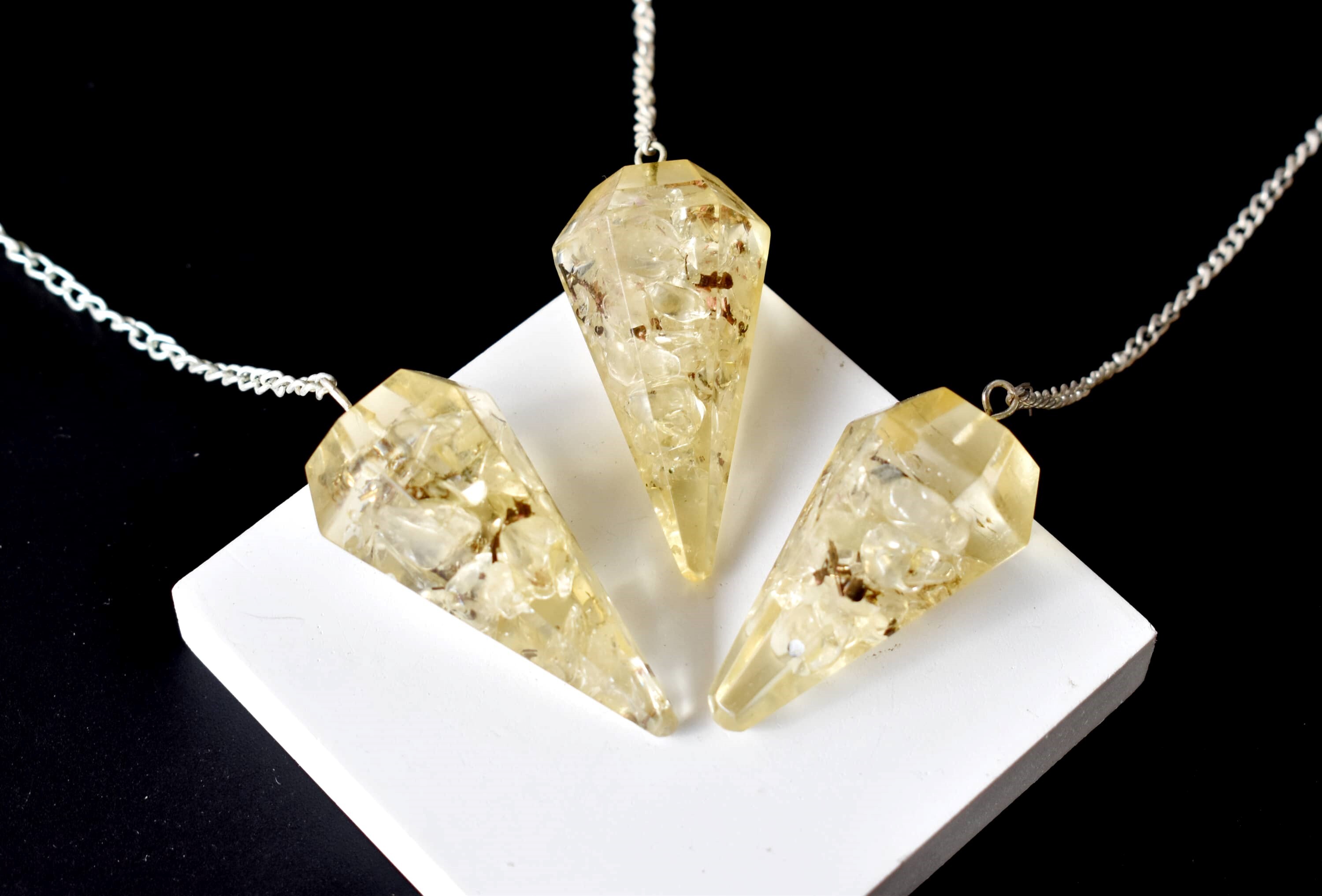 Crystal Orgone Faceted Cone Reiki Pendulum, Crystal Healing Gemstone - Grade: Aaa