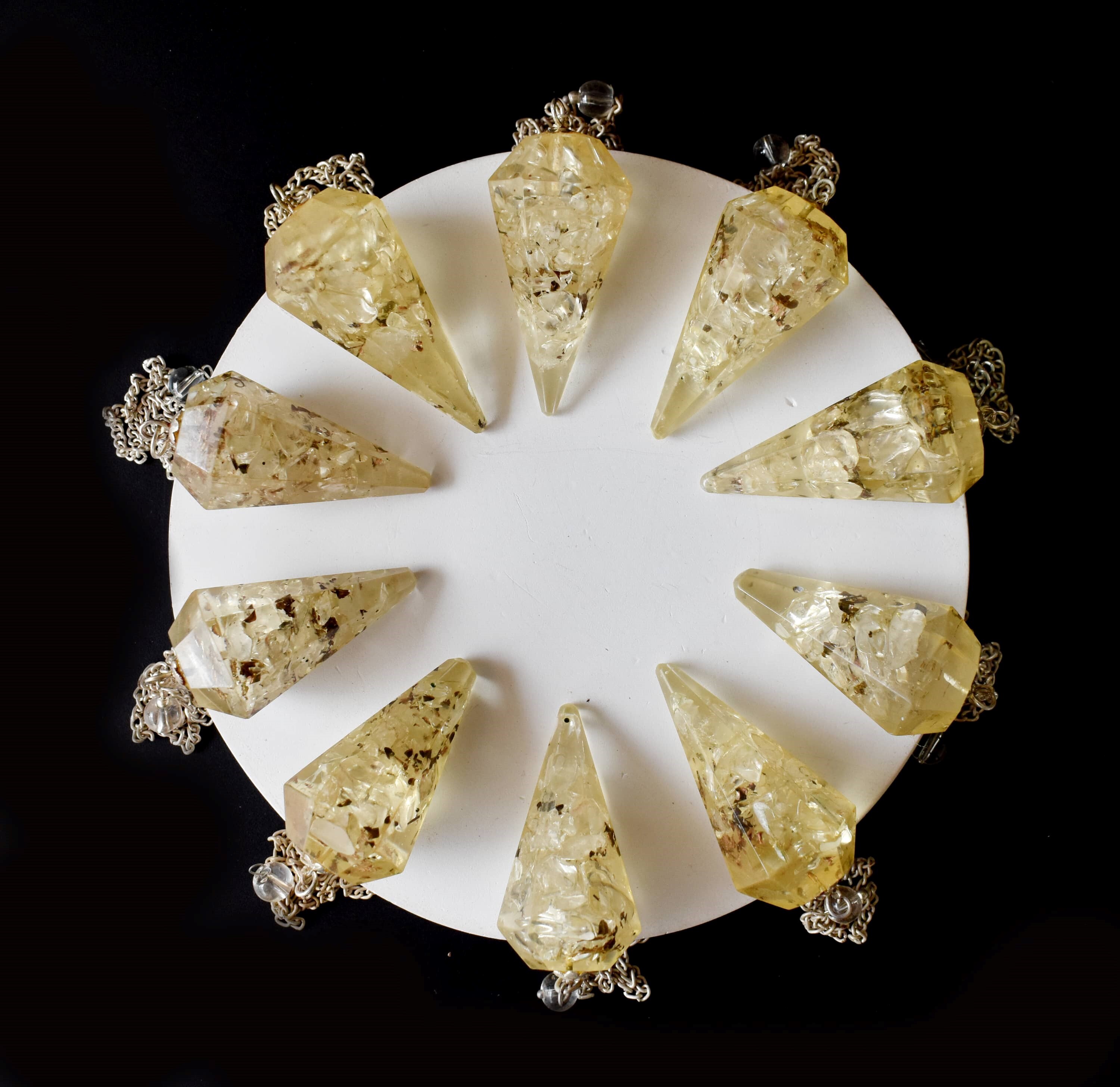 Crystal Orgone Faceted Cone Reiki Pendulum, Crystal Healing Gemstone - Grade: Aaa