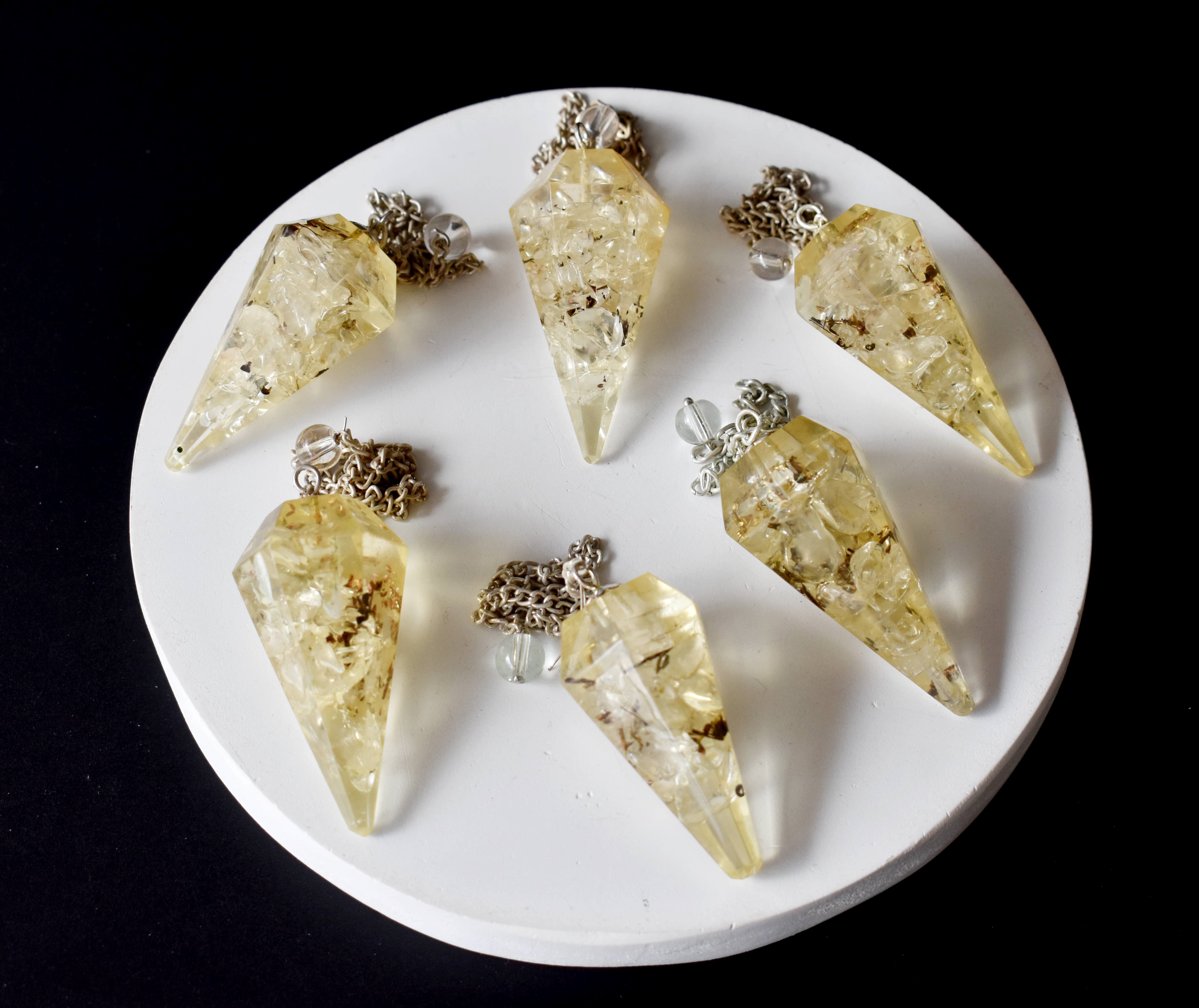 Crystal Orgone Faceted Cone Reiki Pendulum, Crystal Healing Gemstone - Grade: Aaa