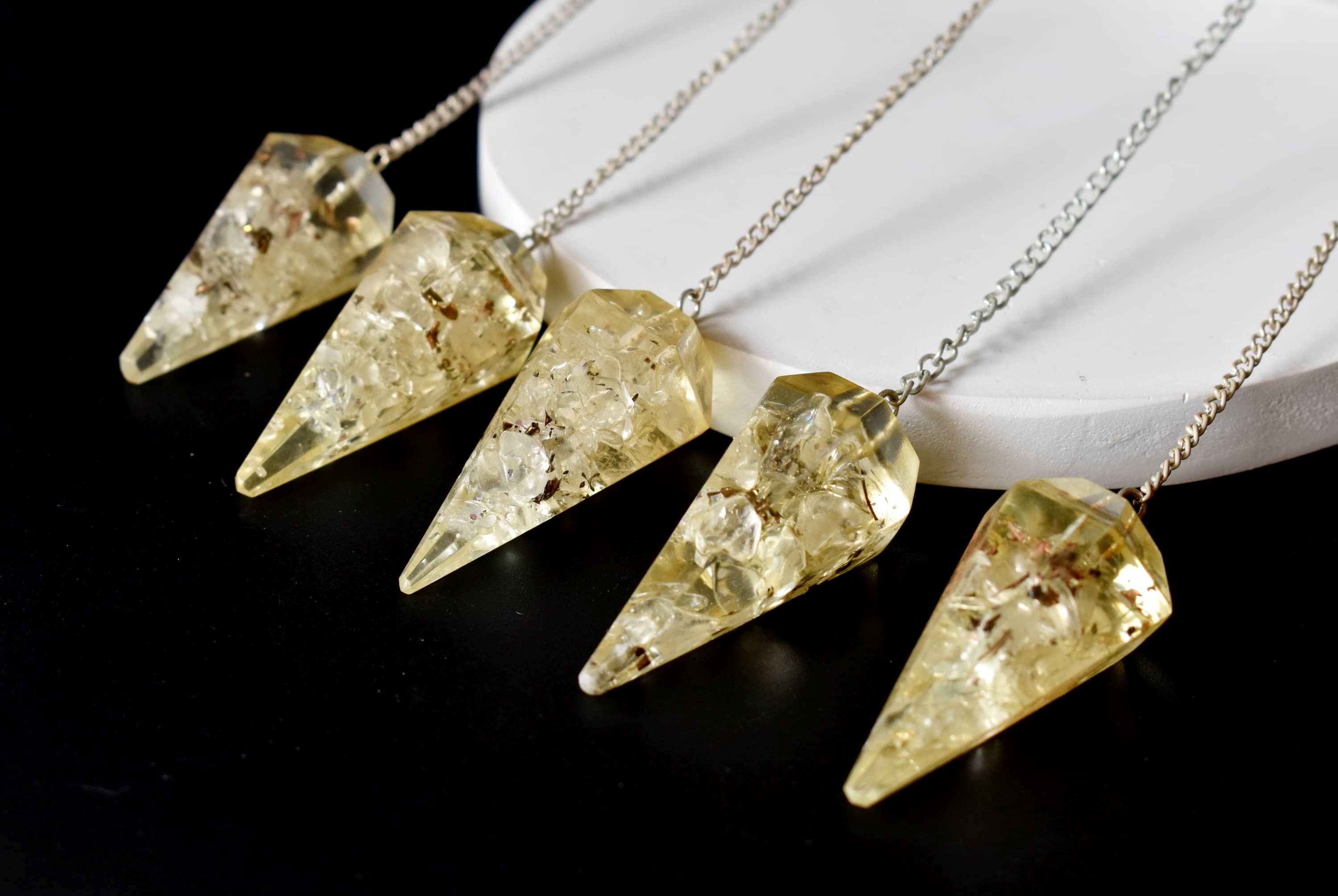 Crystal Orgone Faceted Cone Reiki Pendulum, Crystal Healing Gemstone - Grade: Aaa