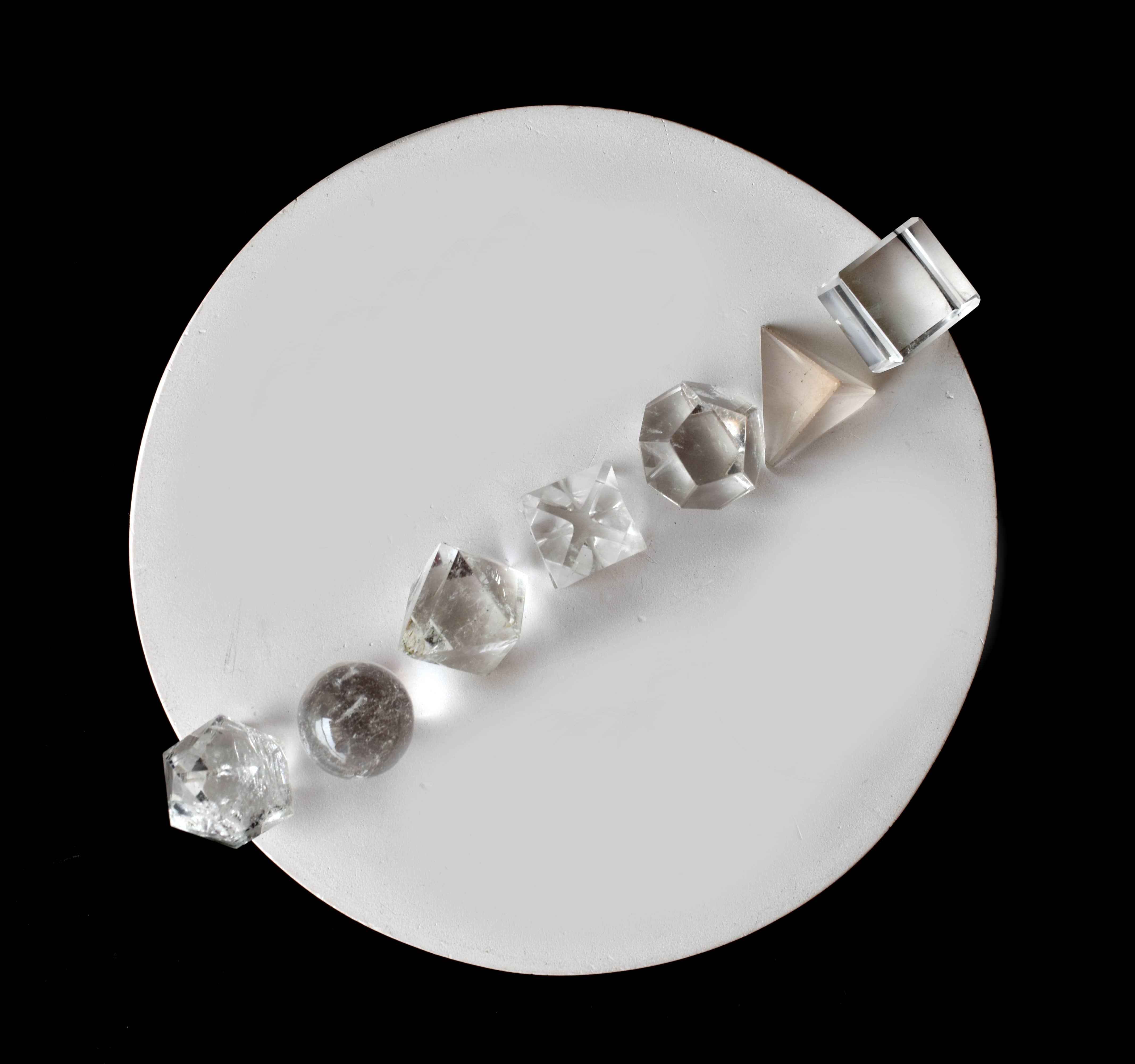 Quartz Crystal Platonic Solids - 15-20mm Set | Aaa Grade, 7 Unique Geometric Shapes, Natural Clear Finish