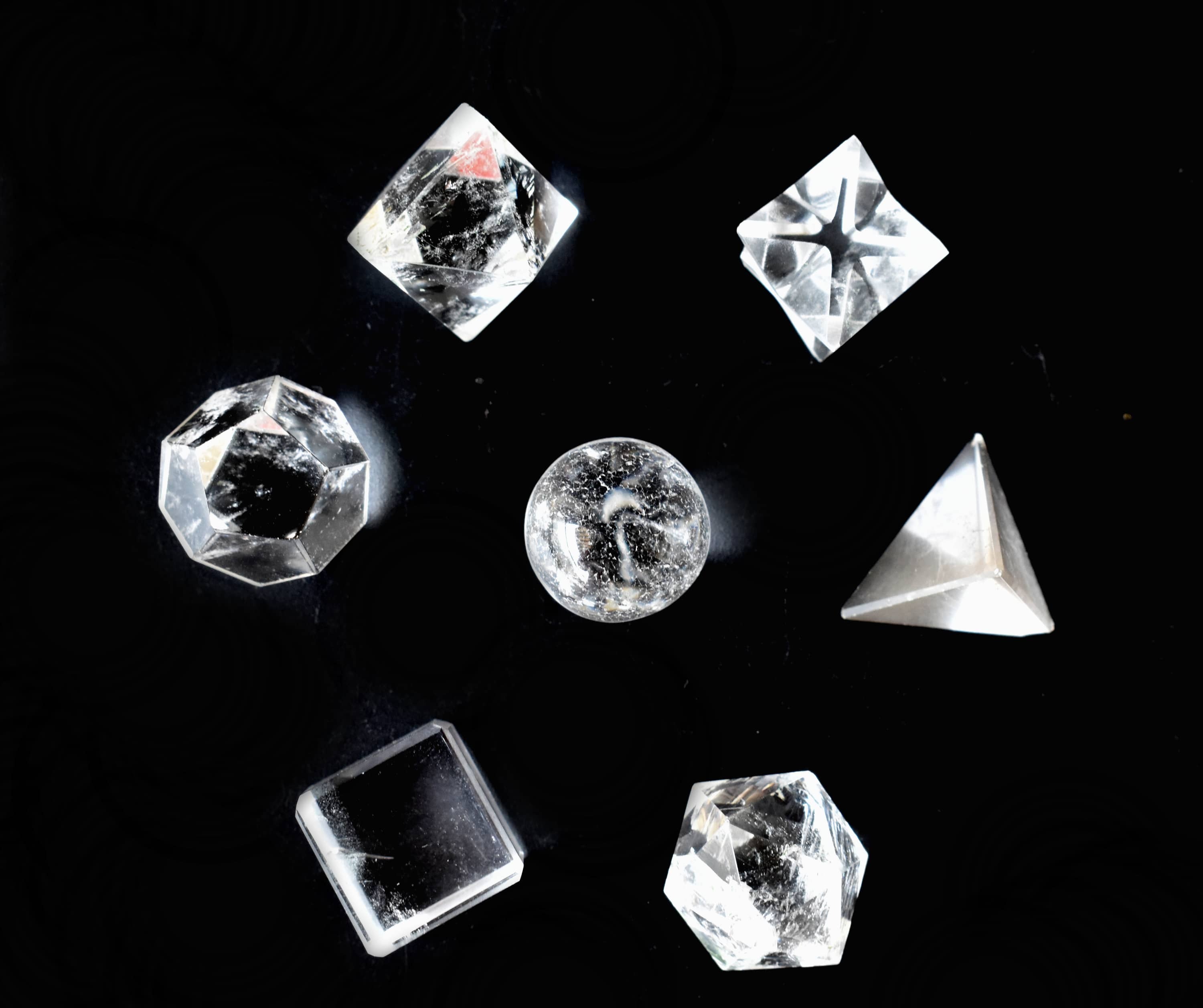 Quartz Crystal Platonic Solids - 15-20mm Set | Aaa Grade, 7 Unique Geometric Shapes, Natural Clear Finish