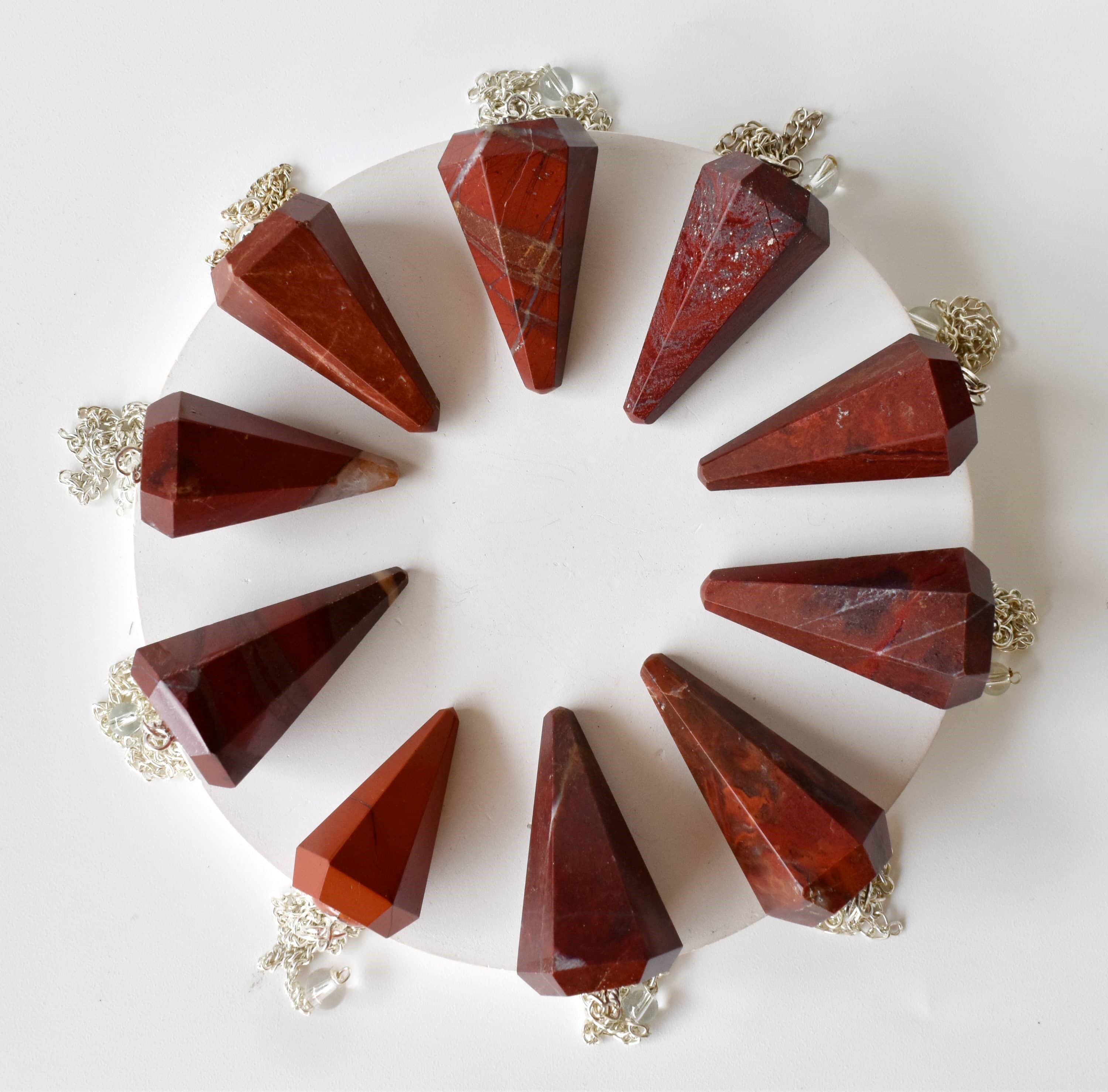 Red Jasper Faceted Cone Reiki Pendulum Crystal Healing Gemstone