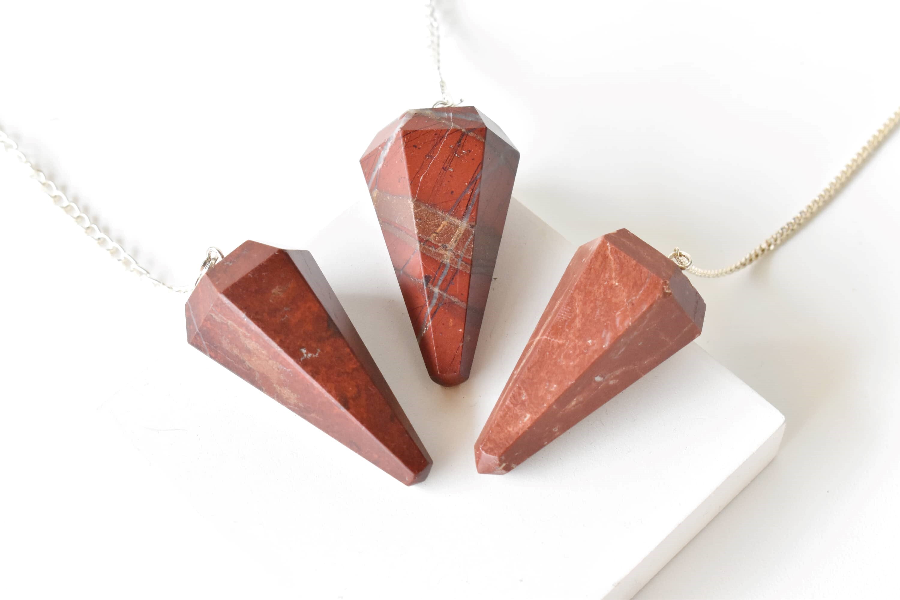 Red Jasper Faceted Cone Reiki Pendulum Crystal Healing Gemstone