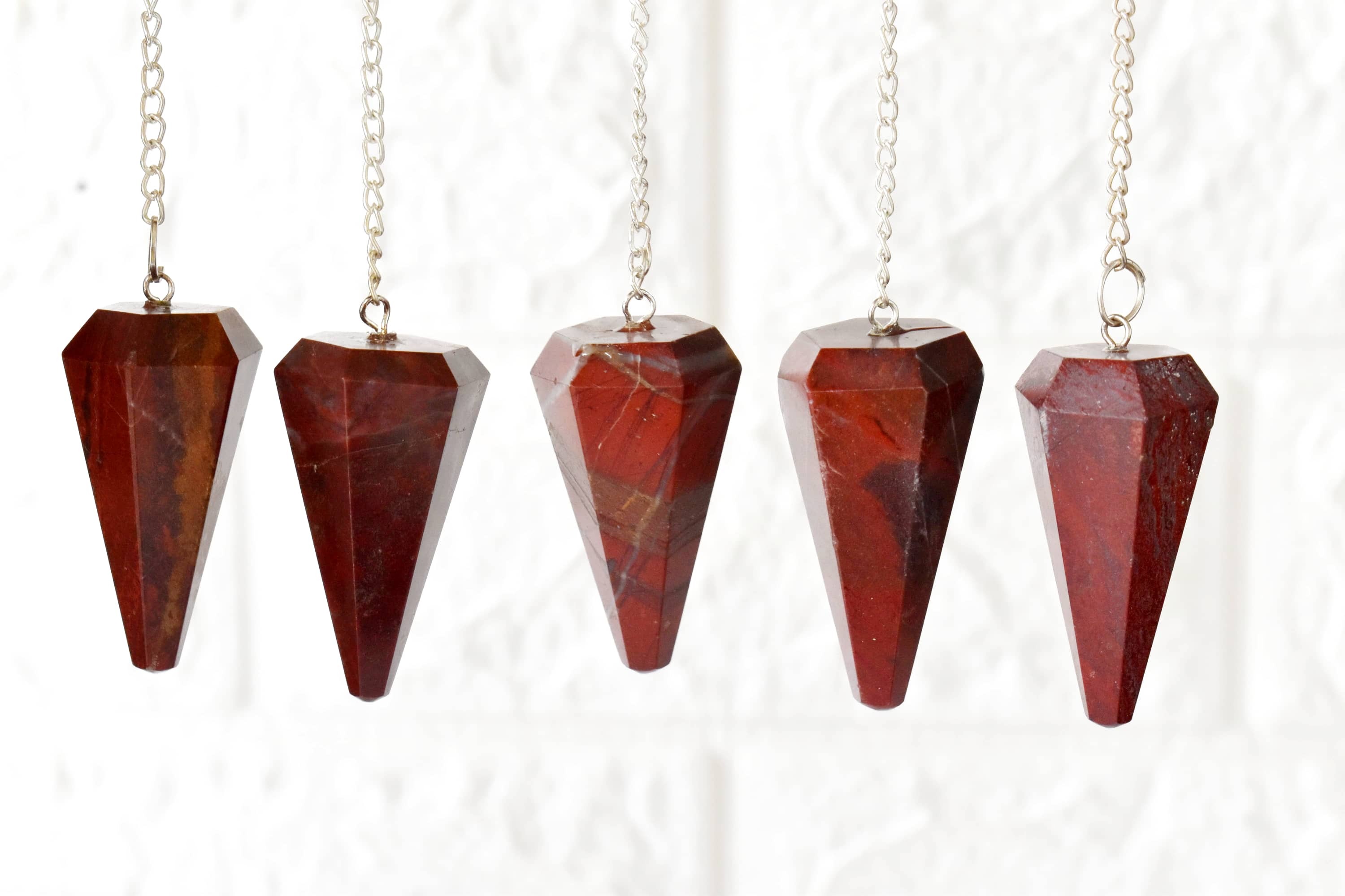 Red Jasper Faceted Cone Reiki Pendulum Crystal Healing Gemstone