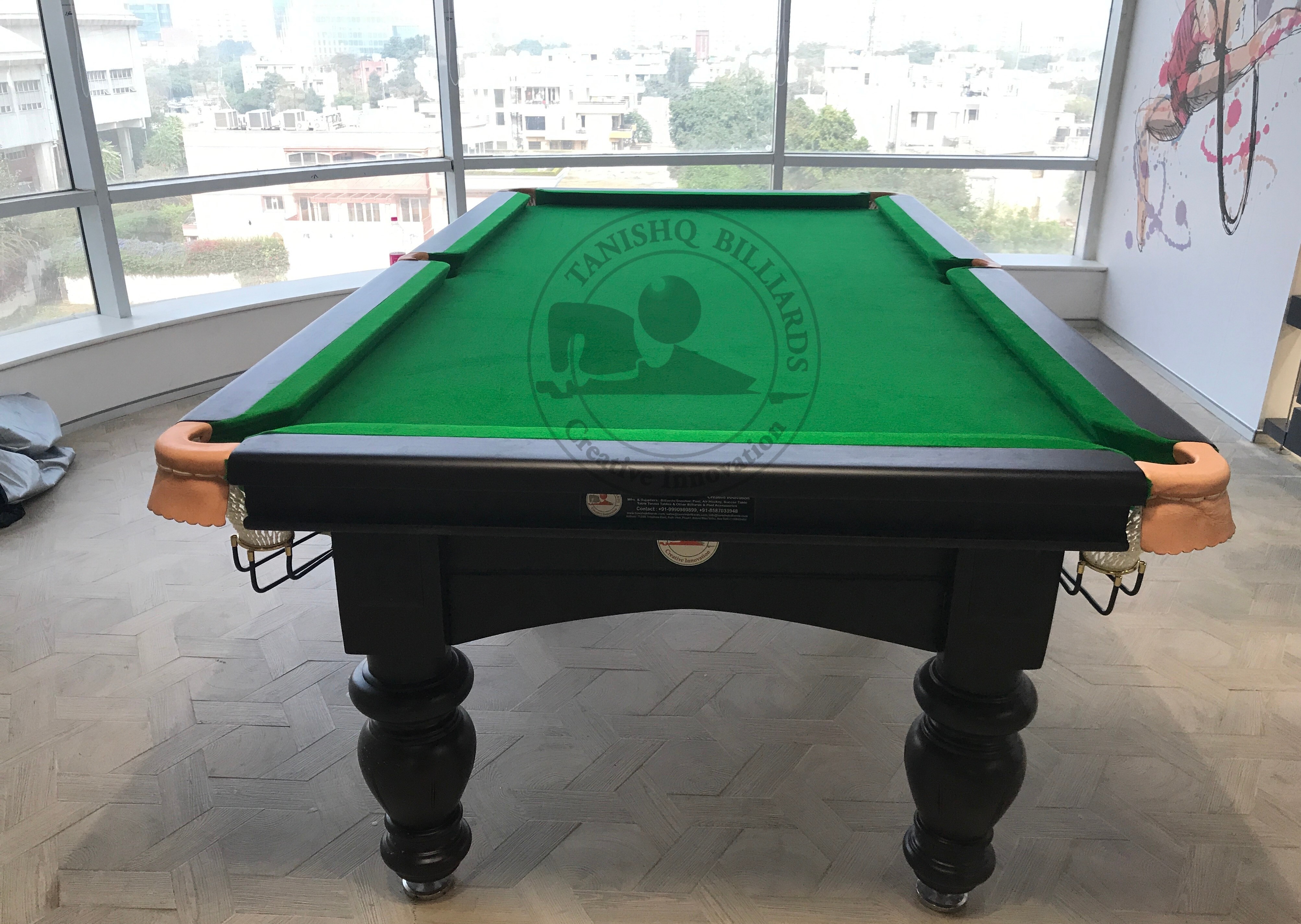 Imported Legend Snooker Table - Solid Hardwood & Slate Bed, 12ft X 6ft, Dark Brown Finish | Premium Leather Pockets, High-speed Rubber Cushions, Imported Cloth