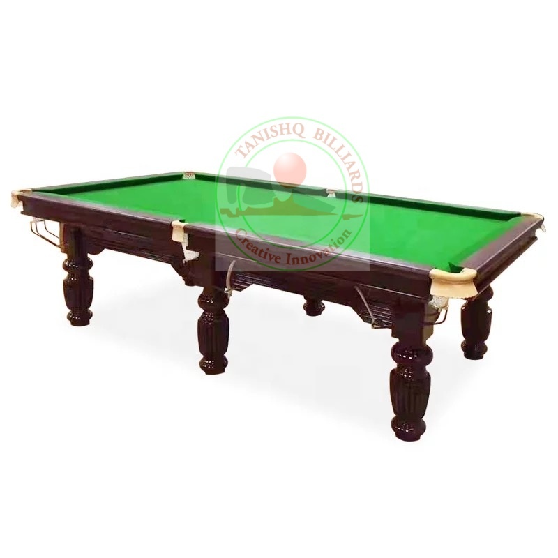 Imported Legend Snooker Table - Solid Hardwood & Slate Bed, 12ft X 6ft, Dark Brown Finish | Premium Leather Pockets, High-speed Rubber Cushions, Imported Cloth