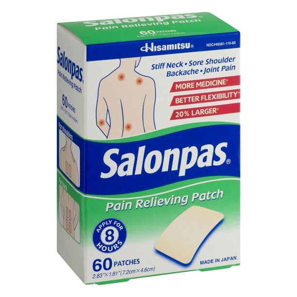 Salonpas Pain Relieving Patch - 2.83x1.81 Inches | 60 Disposable Patches With 3 Powerful Pain Fighters For Up To 8 Hours Of Relief