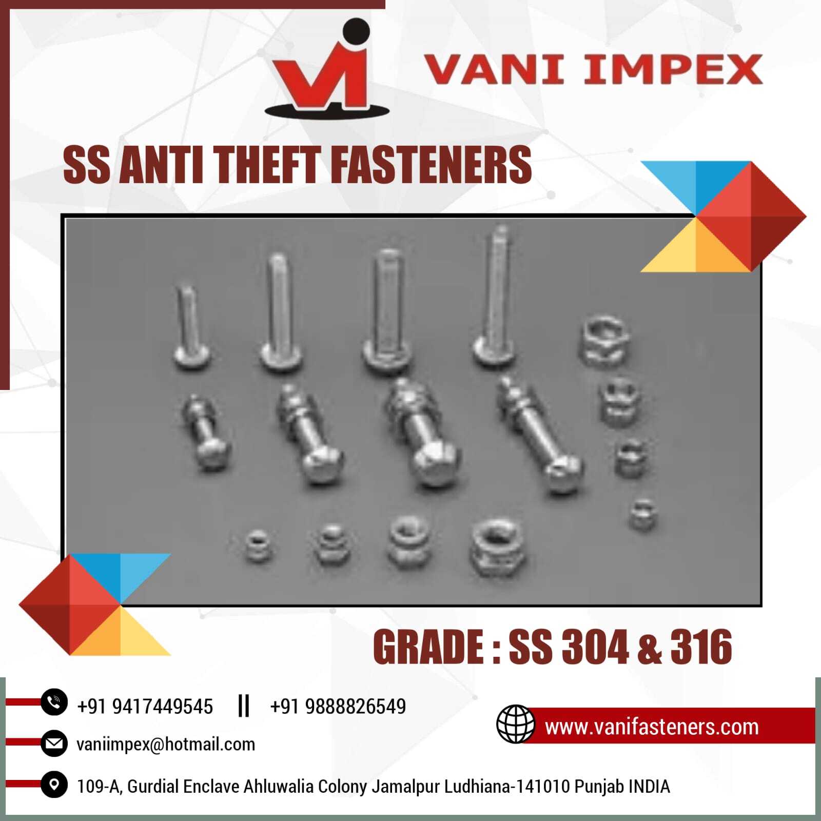 Ss304 Anti Theft Bolt M 10 X 40 - Stainless Steel, Size M10, Length 40mm | High Durability, Rust Resistance, Suitable For Security Applications