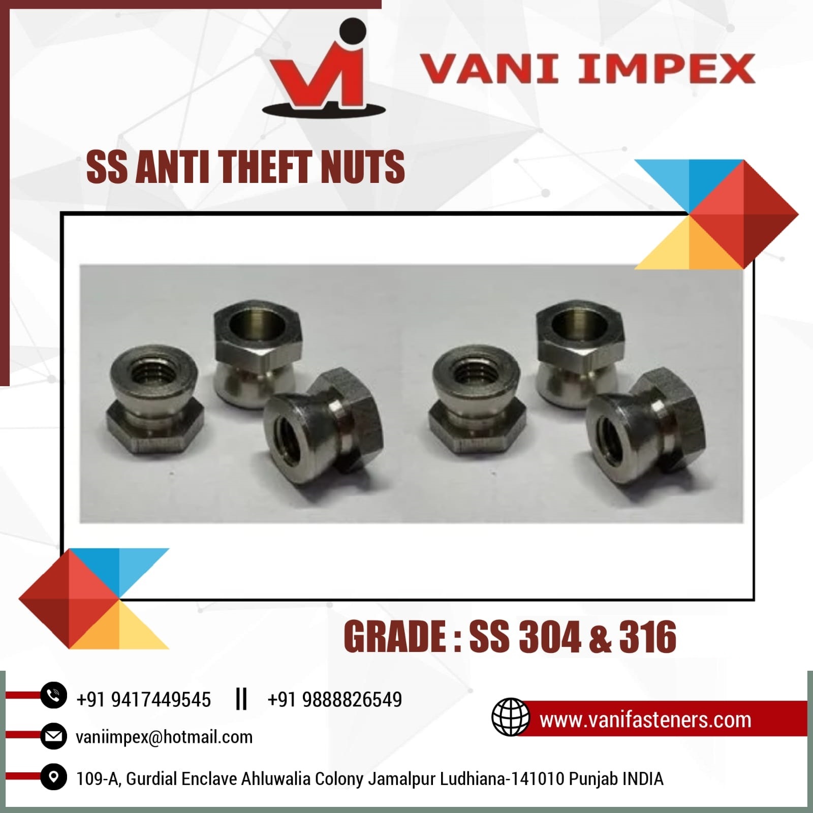 Stainless Steel 304 Antitheft Nut M8