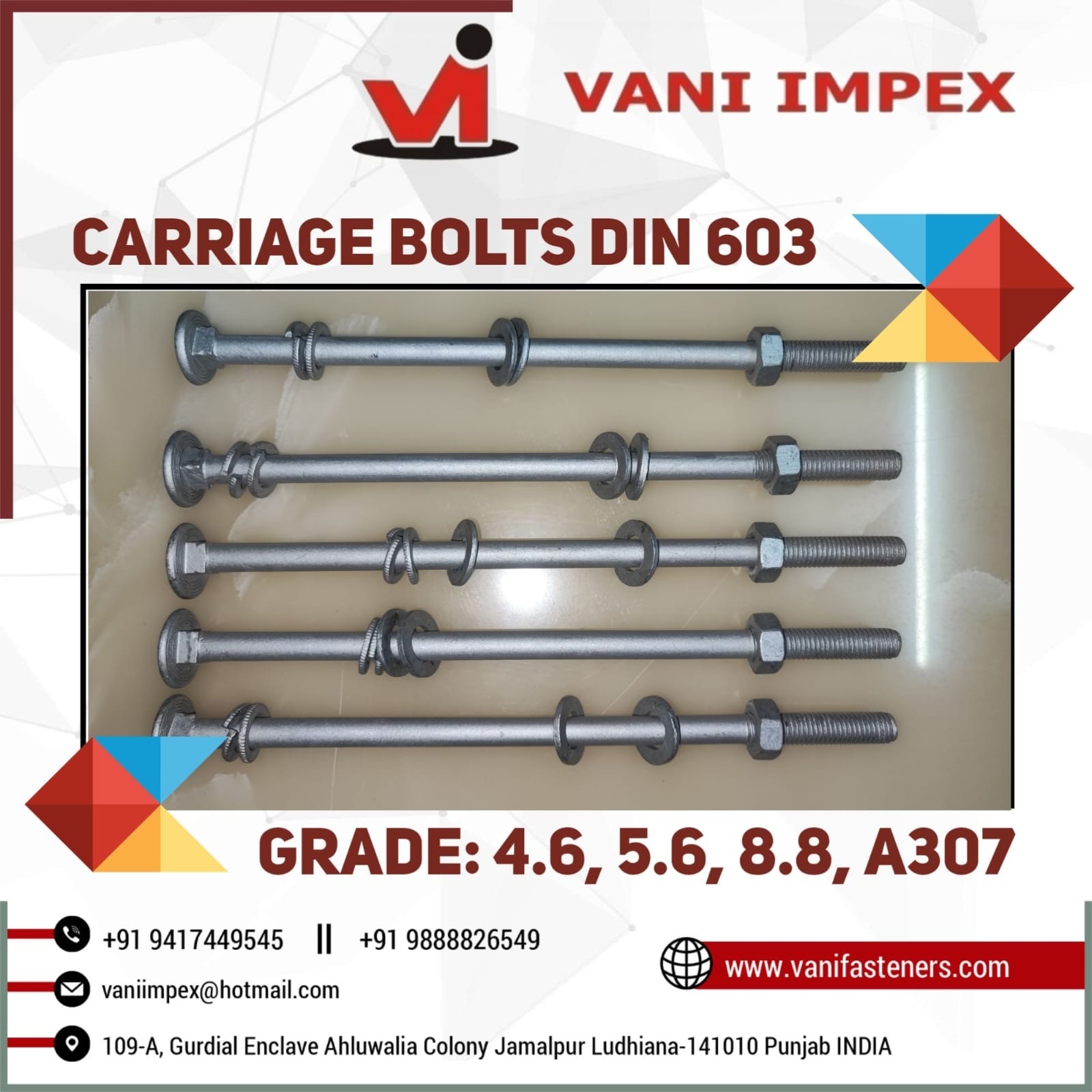 Galvanised Mushroom Bolt - Grade 4, 6, 5, 6, 8, 8 | Size 6mm To 12mm, Length 30mm To 150mm, Finish Black, Zinc, Hdg, Packaged In 50kg Gunny Bags
