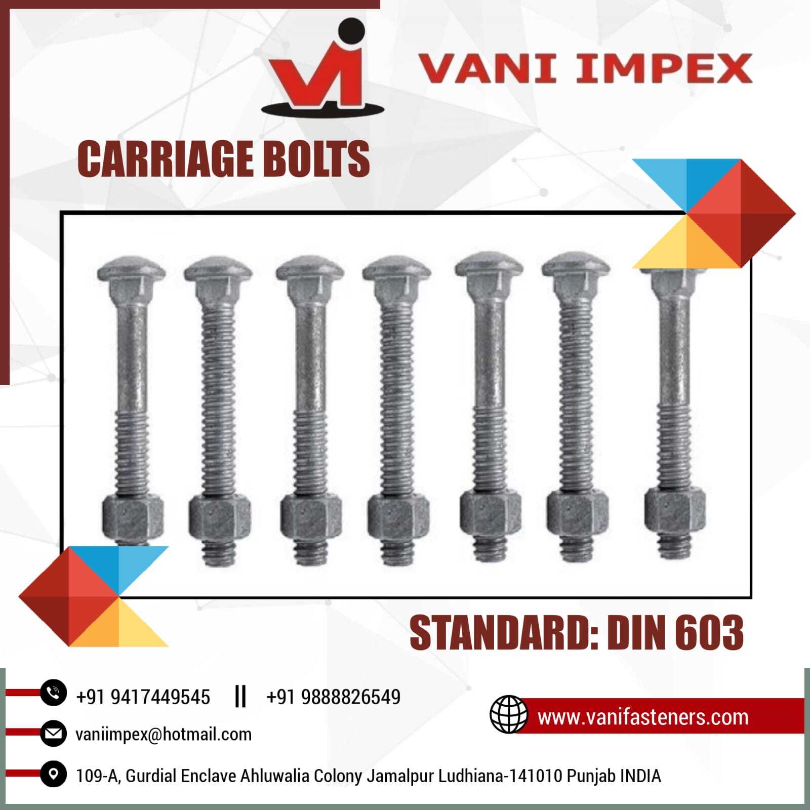 Galvanised Mushroom Bolt - Grade 4, 6, 5, 6, 8, 8 | Size 6mm To 12mm, Length 30mm To 150mm, Finish Black, Zinc, Hdg, Packaged In 50kg Gunny Bags
